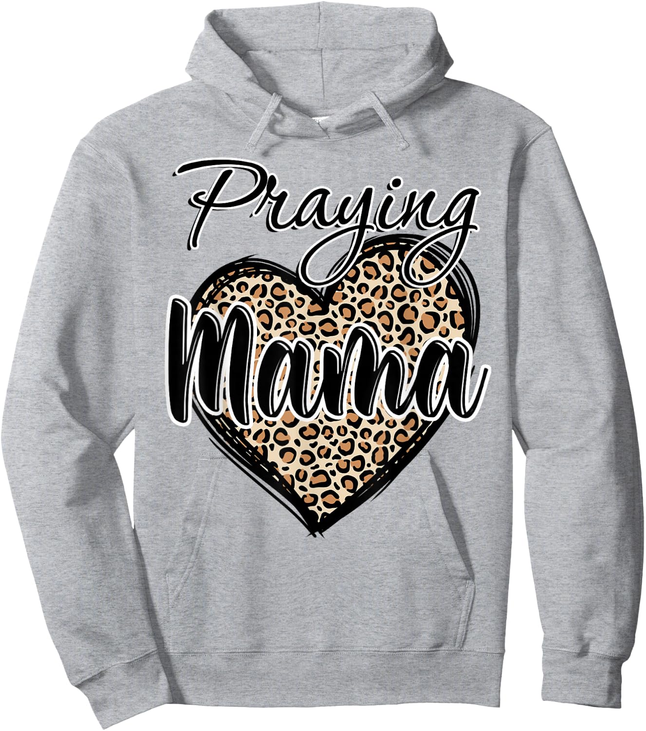 Praying Mama Christian Leopard print Heart Religious Jusus Hoodie - Hoodie | Ash