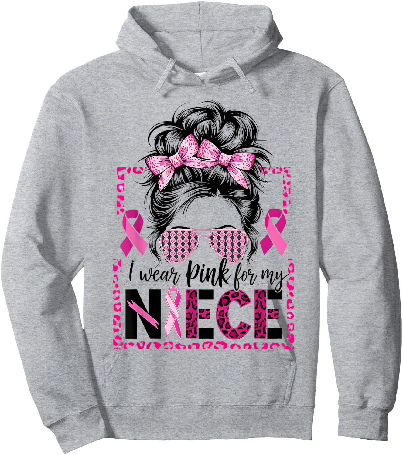 I Wear Pink for My Niece Breast Cancer Support Hoodie - Hoodie | Ash