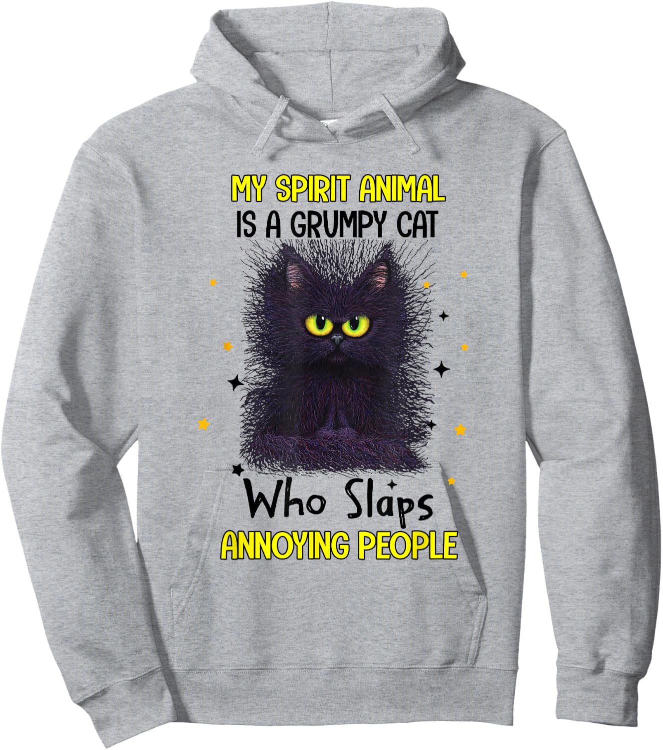 Vintage My Spirit Animal Is A Grumpy Funny Cat Men Women Hoodie - Hoodie | Ash