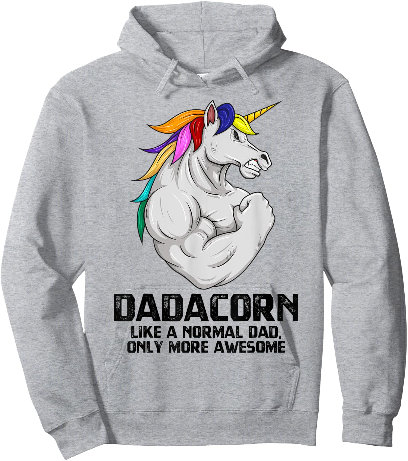 Dadacorn Muscle Dad Unicorn Fathers Day Funny Gift Hoodie - Hoodie | Ash