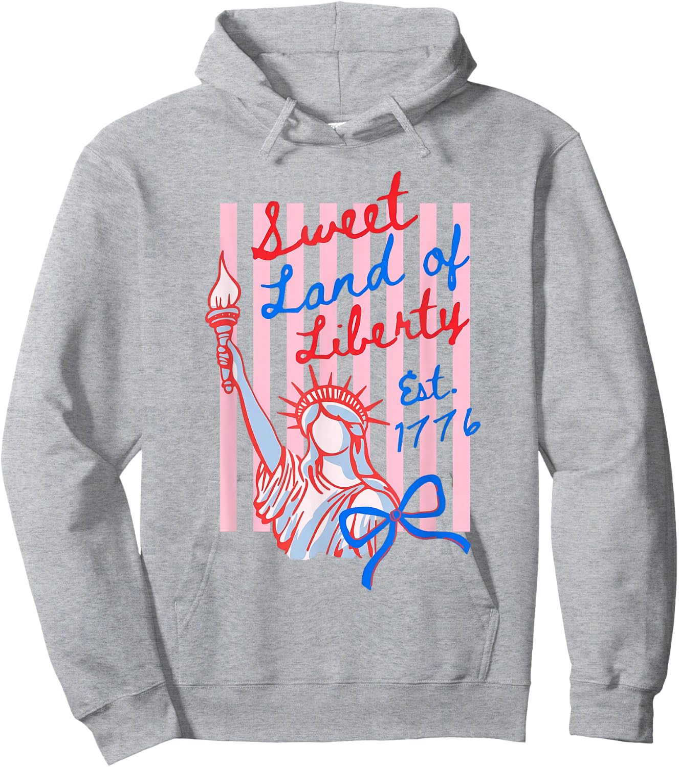 Sweet Land of Liberty EST 1776 Striped 4th of July Hoodie - Hoodie | Ash