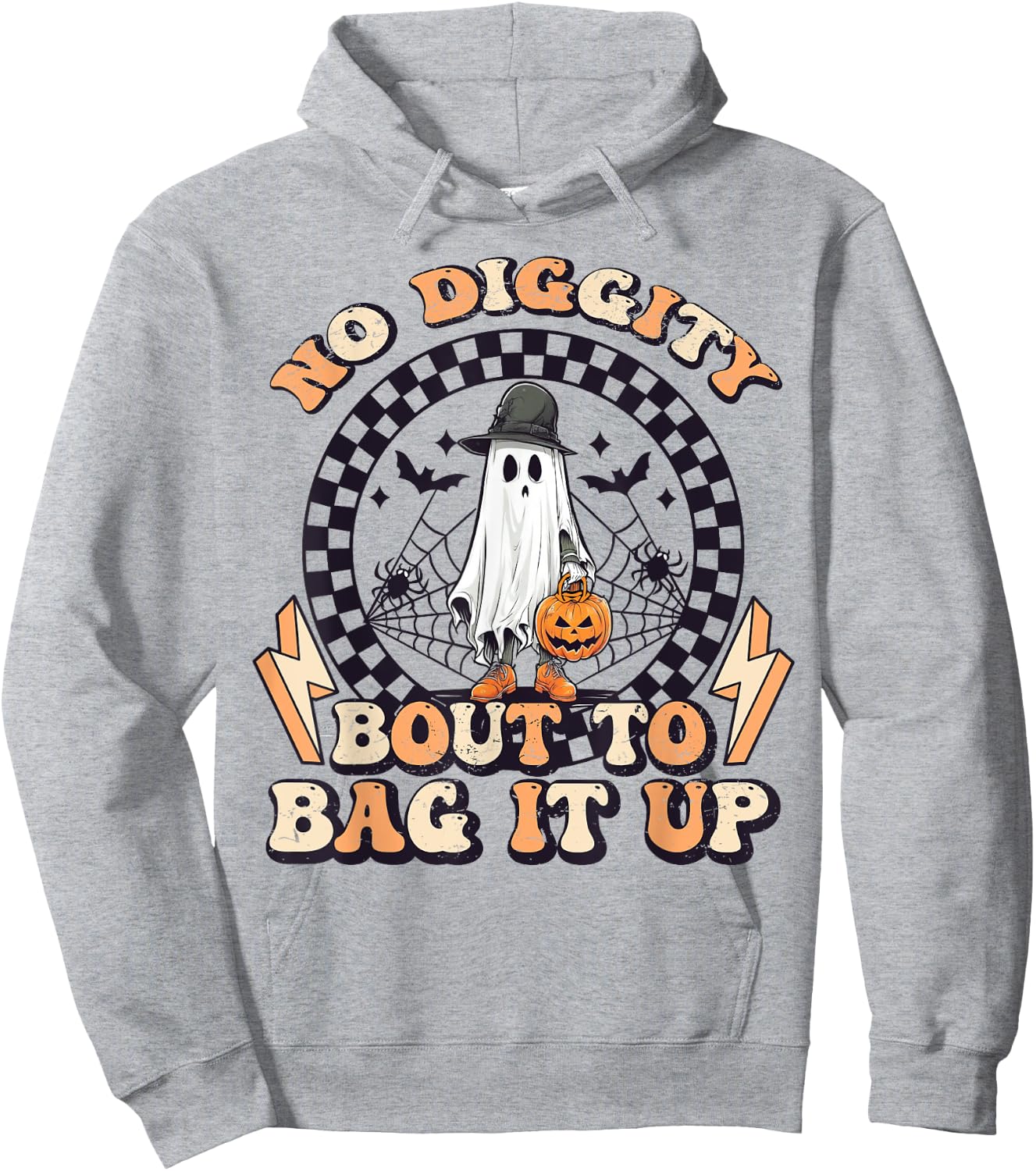 No Diggity Bout To Bag It Up Ghost Halloween Hoodie - Hoodie | Ash