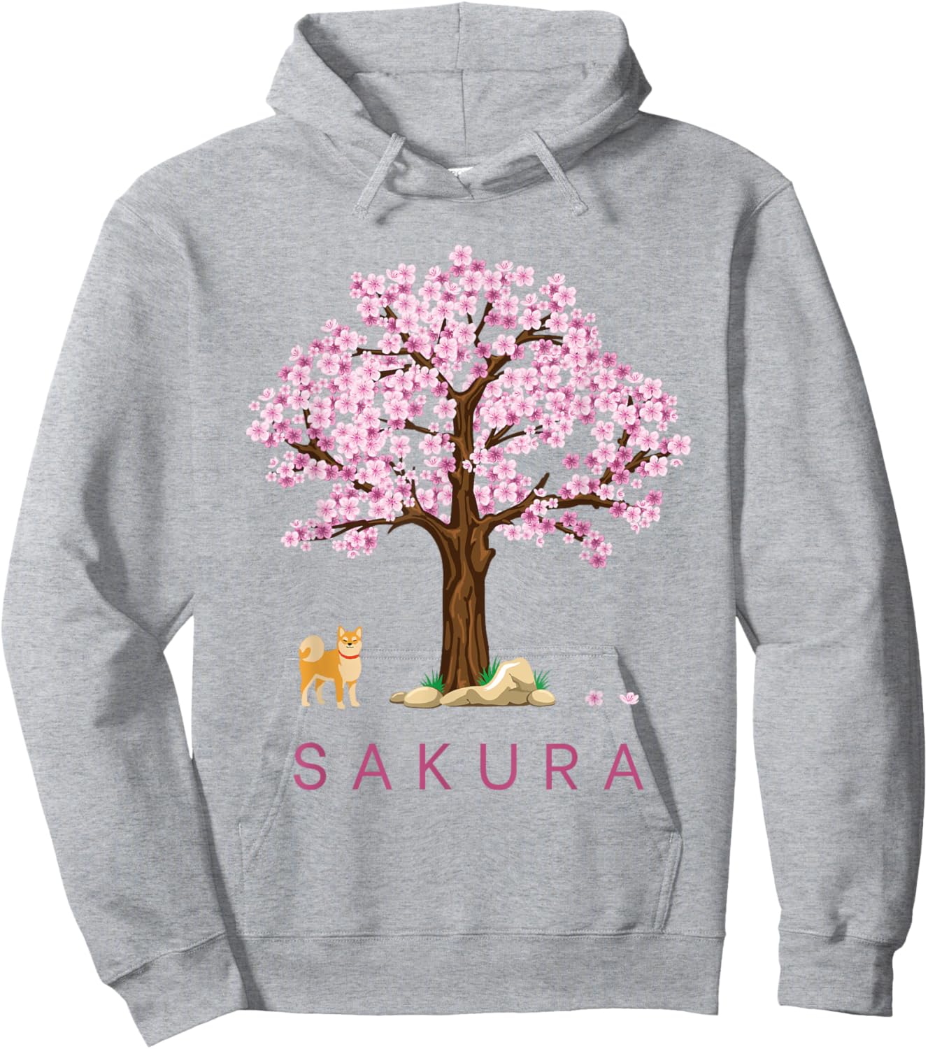 Shiba Dog Japanische Kirschblüte Sakura Blume Baum Frühling Hoodie - Hoodie | Ash