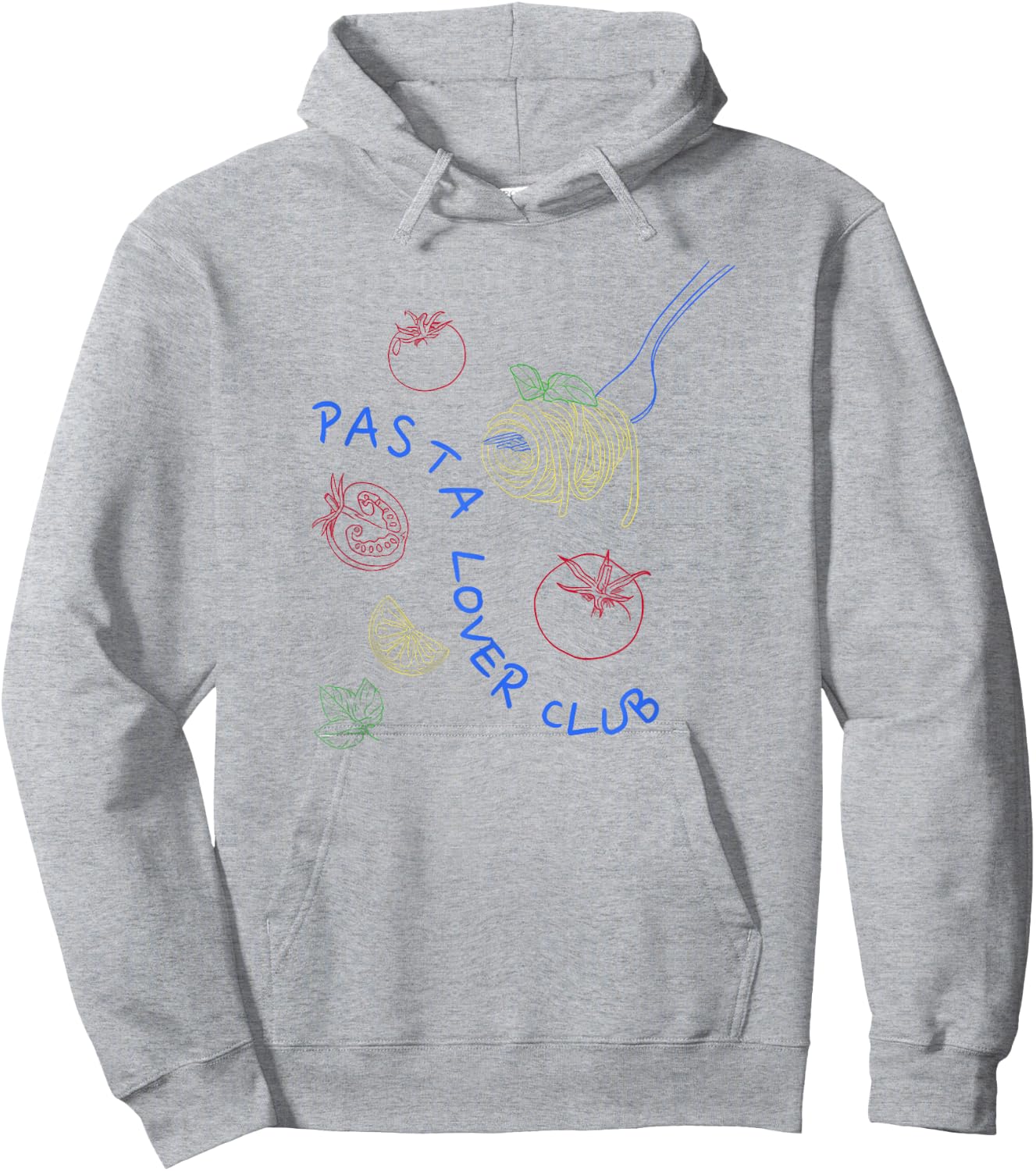 Funny Pasta Adults Pasta Lovers Club Culture Fans White Small Classic Fit Short Sleeve Letter Print Hoodie - Hoodie | Ash