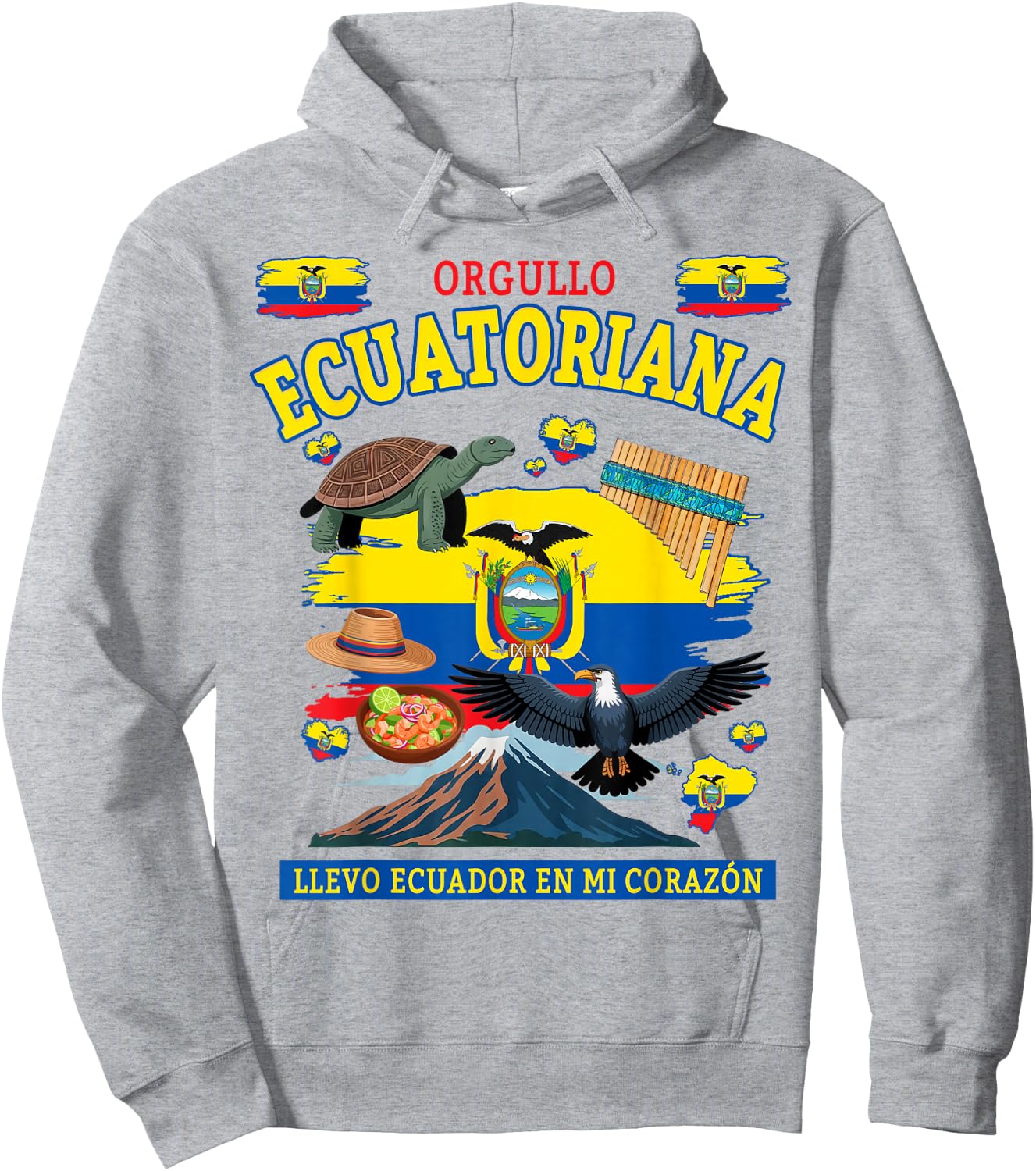 Ecuatoriana Ecuador Flag Idea Ecuadorian Cultural Hoodie - Hoodie | Ash