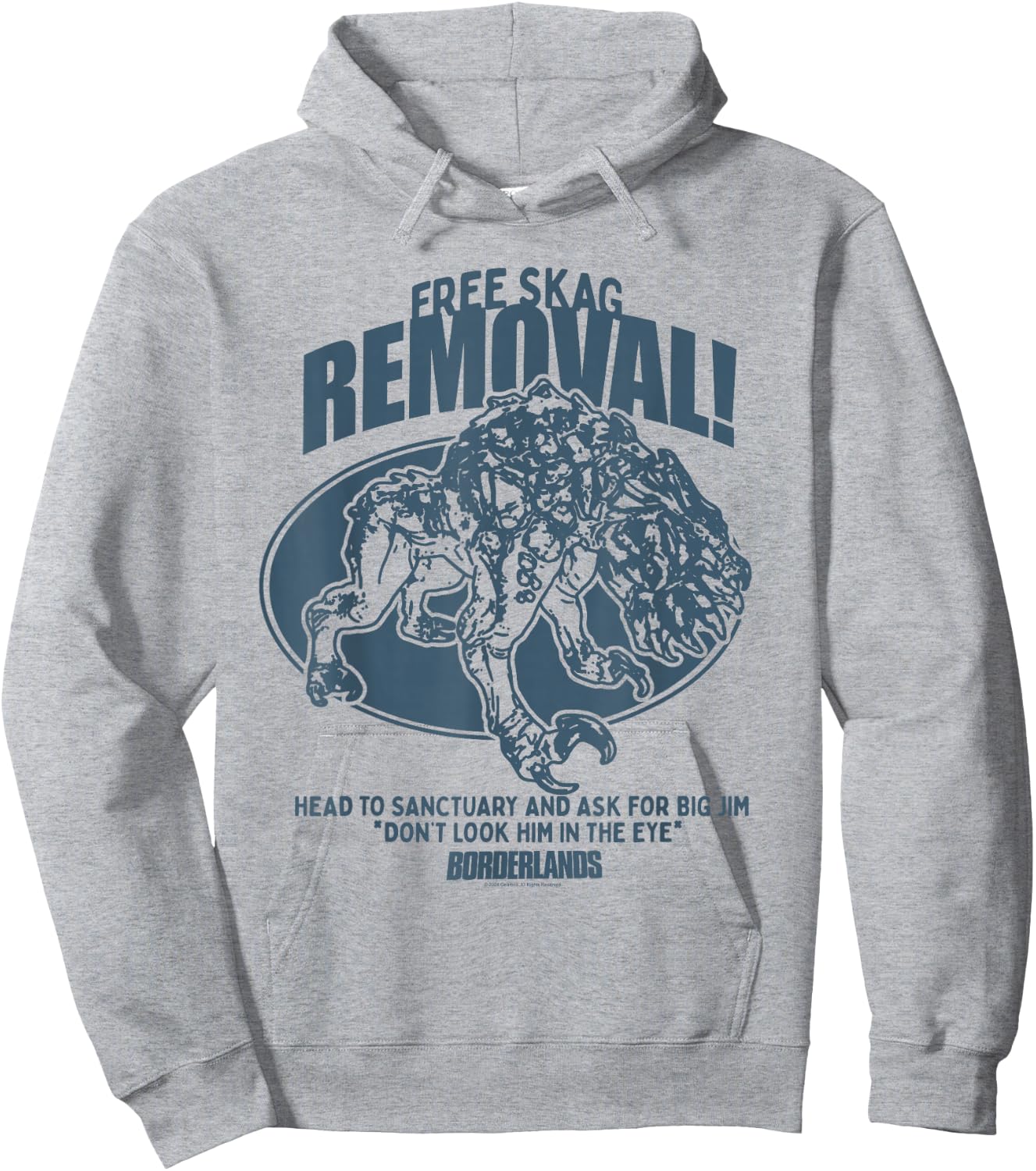 Borderlands Free Skag Removal Ad Gaming Hoodie - Hoodie | Ash