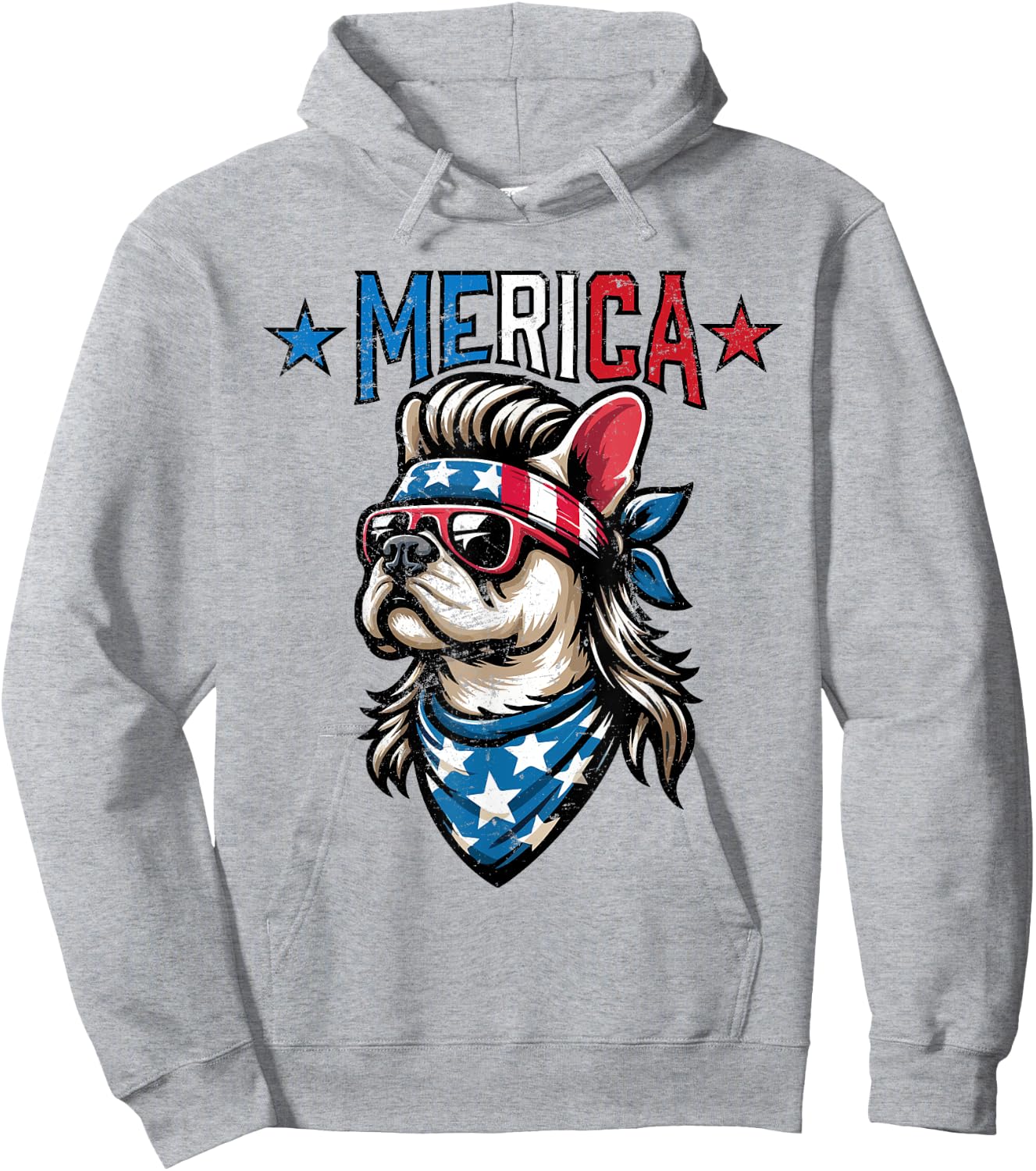 Patriotic French Bulldog - Merica Hoodie - Hoodie | Ash