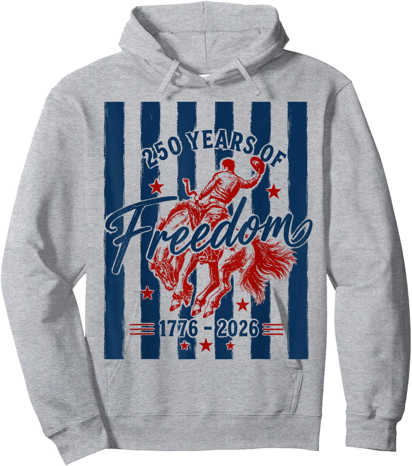 Western Cowboy USA 250th Anniversary 1776 2026 Patriotic Hoodie - Hoodie | Ash
