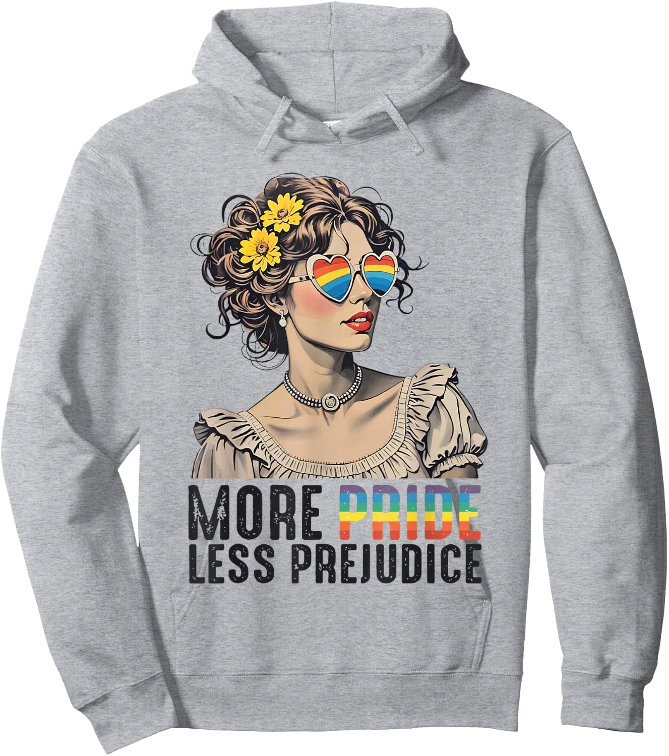 Ally LGBTQ Pride Month Lesbian More Pride Less Prejudice Hoodie - Hoodie | Ash