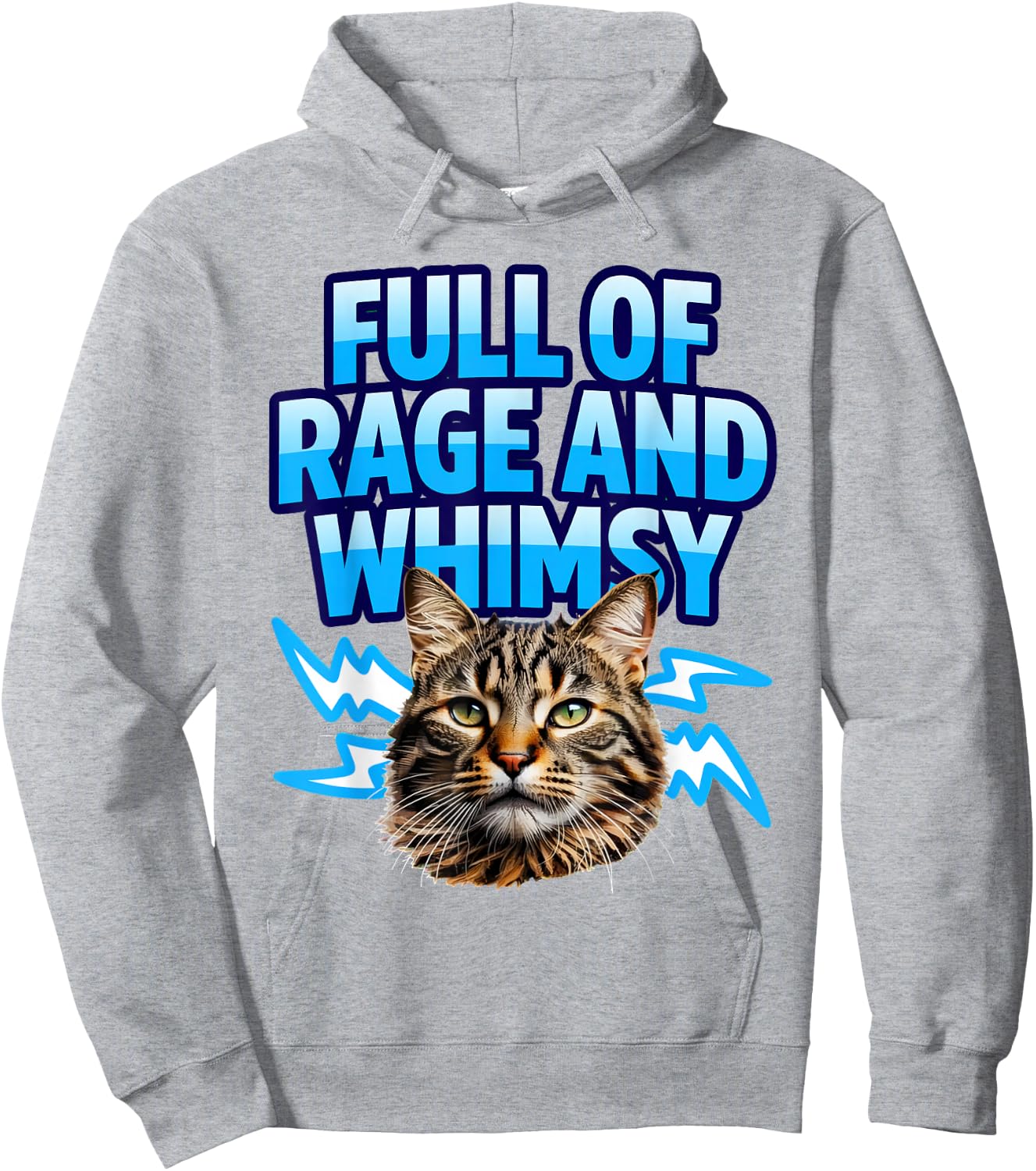 Full of Rage and Whimsy Cat Featuring Meme Whimsical Weird Hoodie - Hoodie | Ash
