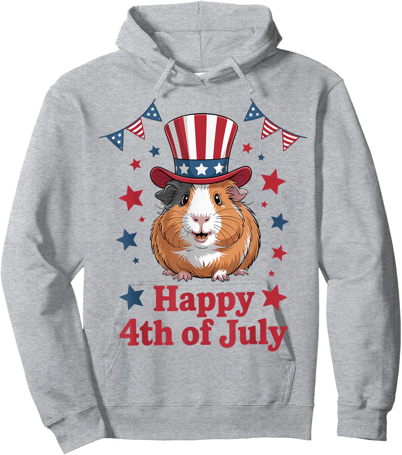 Happy 4th of July Patriotic Guinea Pig Lovers Fireworks Hoodie - Hoodie | Ash