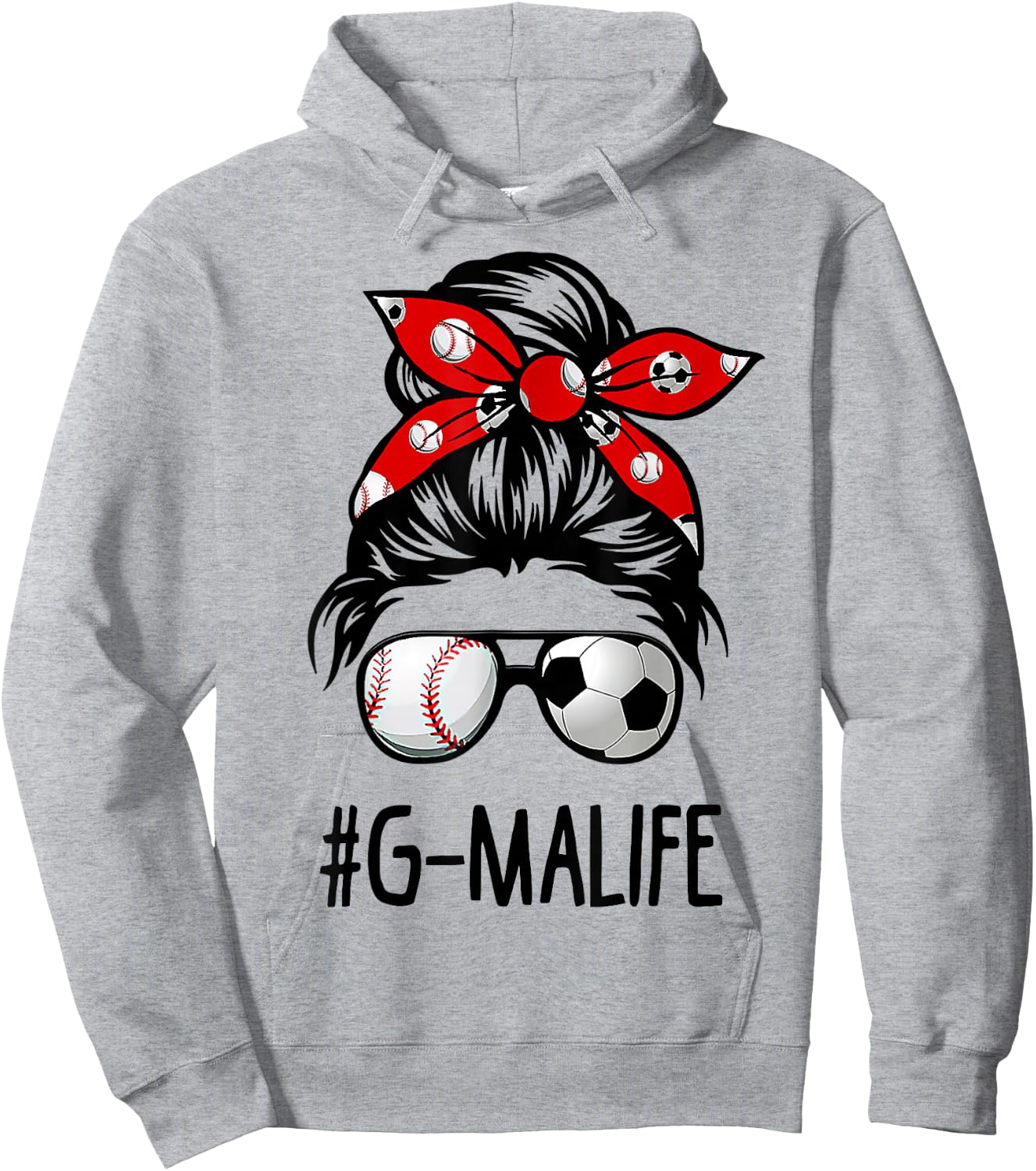 Classy G-ma Life Soccer Messy Bun Baseball Game Day Hoodie - Hoodie | Ash