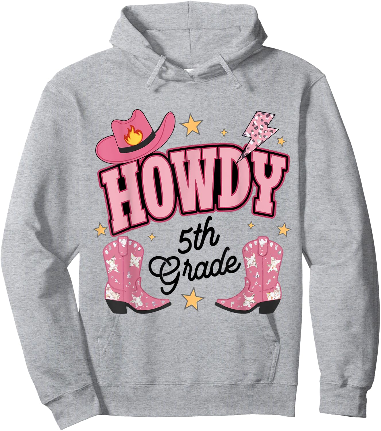 Western Howdy Fifth Grade Back To School 5th Grade Teacher Women Girls Kids Hoodie - Hoodie | Ash