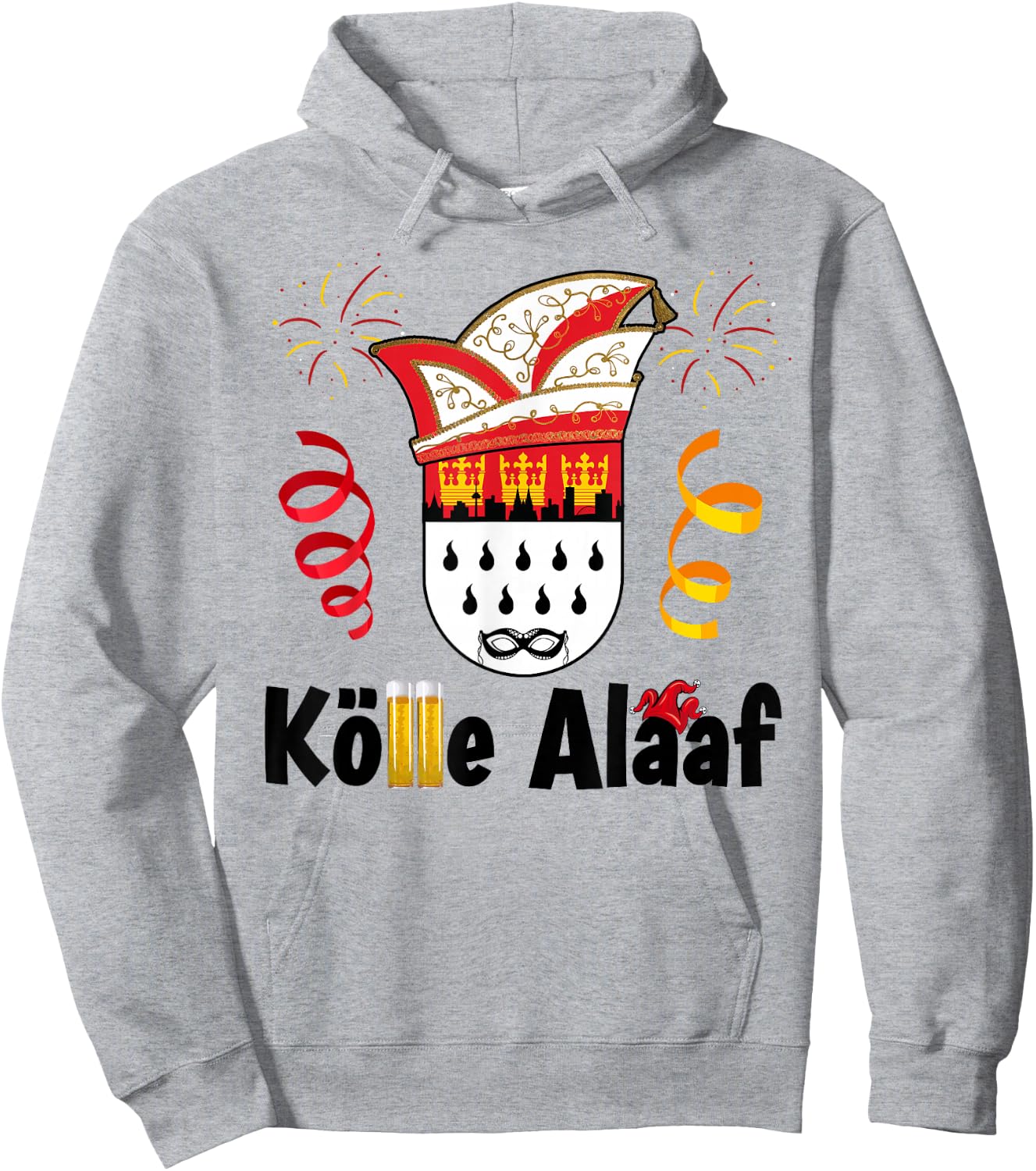 Cologne Cathedral Cologne Alaaf Confetti Carnival , White Hoodie - Hoodie | Ash