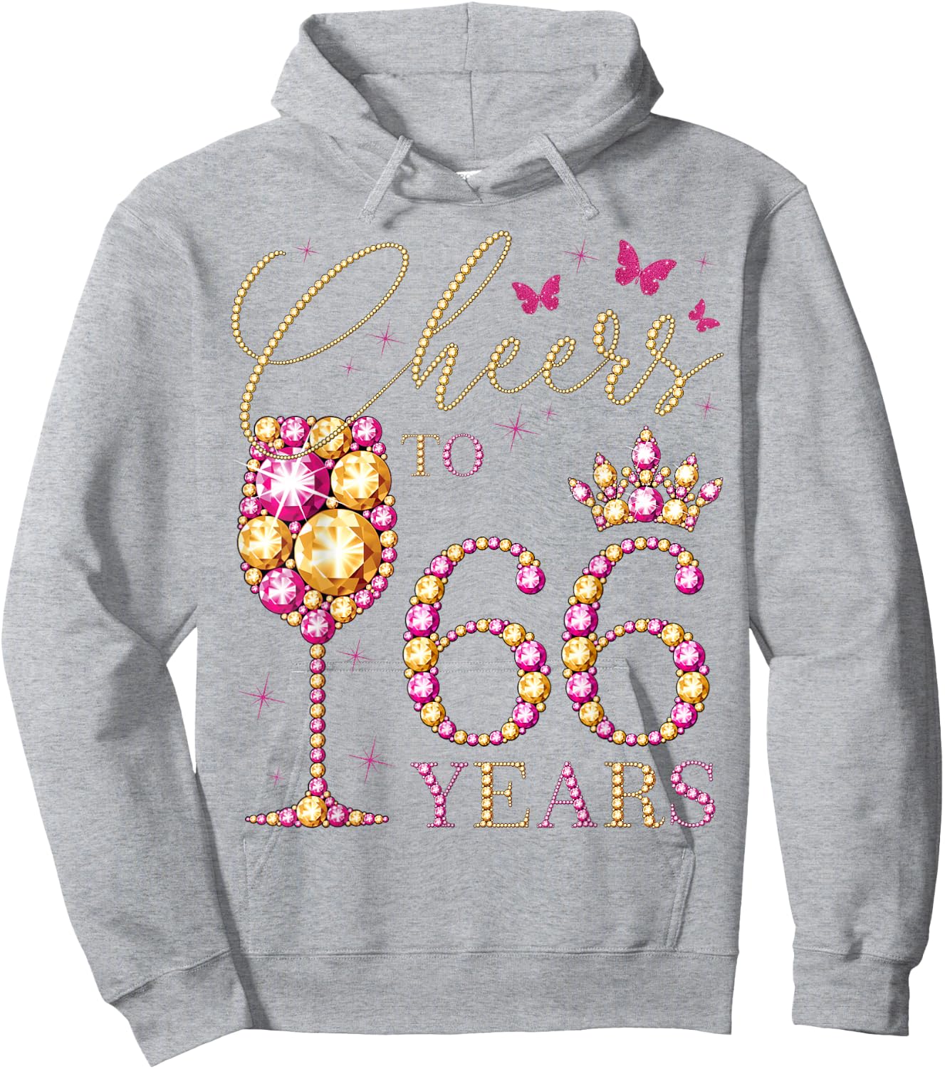 A High on 66 Years, 66 Year Old Women, Queen 66th Birthday Hoodie - Hoodie | Ash