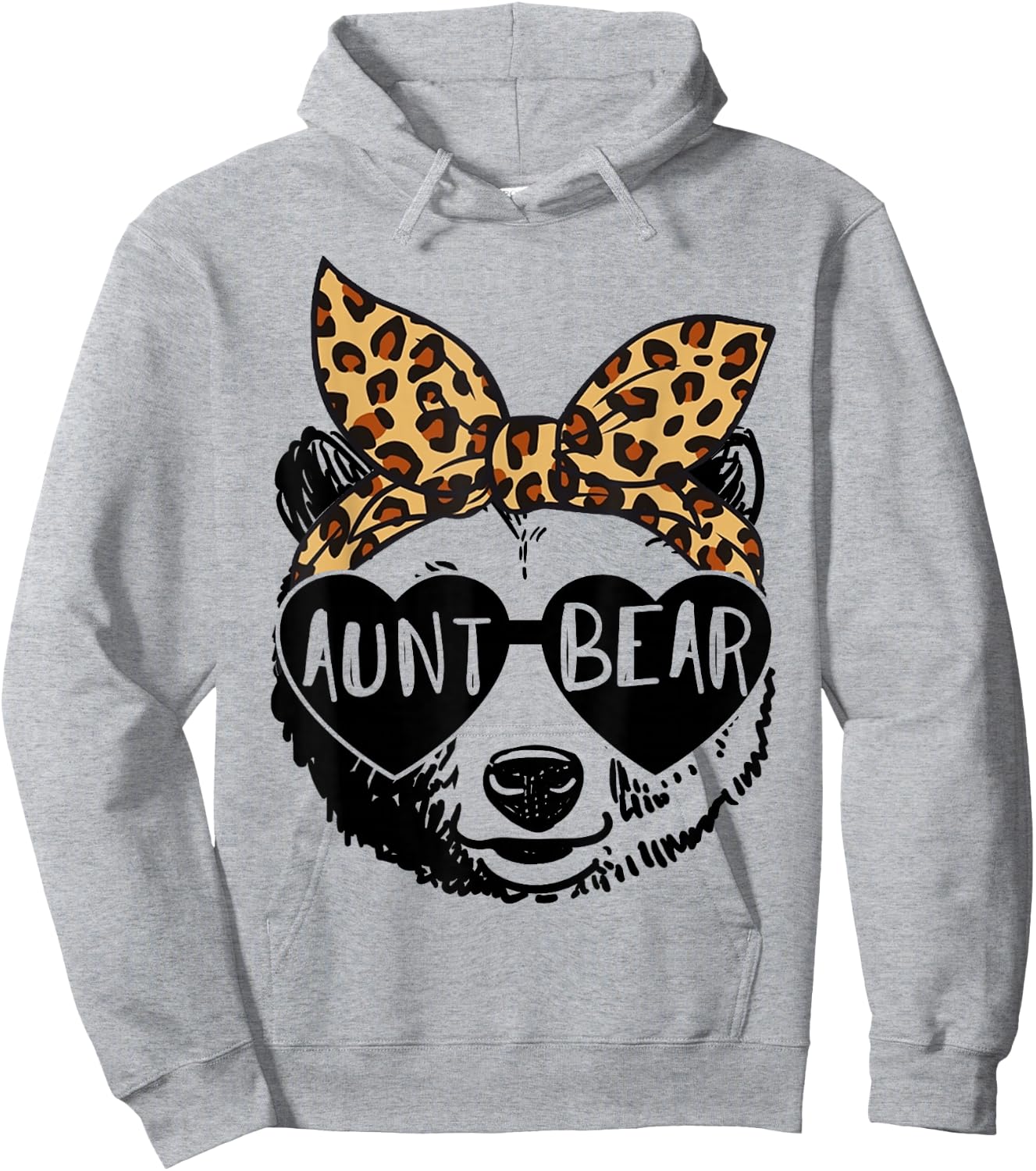 Aunt Bear Face Sunglasses Leopard Print Auntie Mother's Day Hoodie - Hoodie | Ash