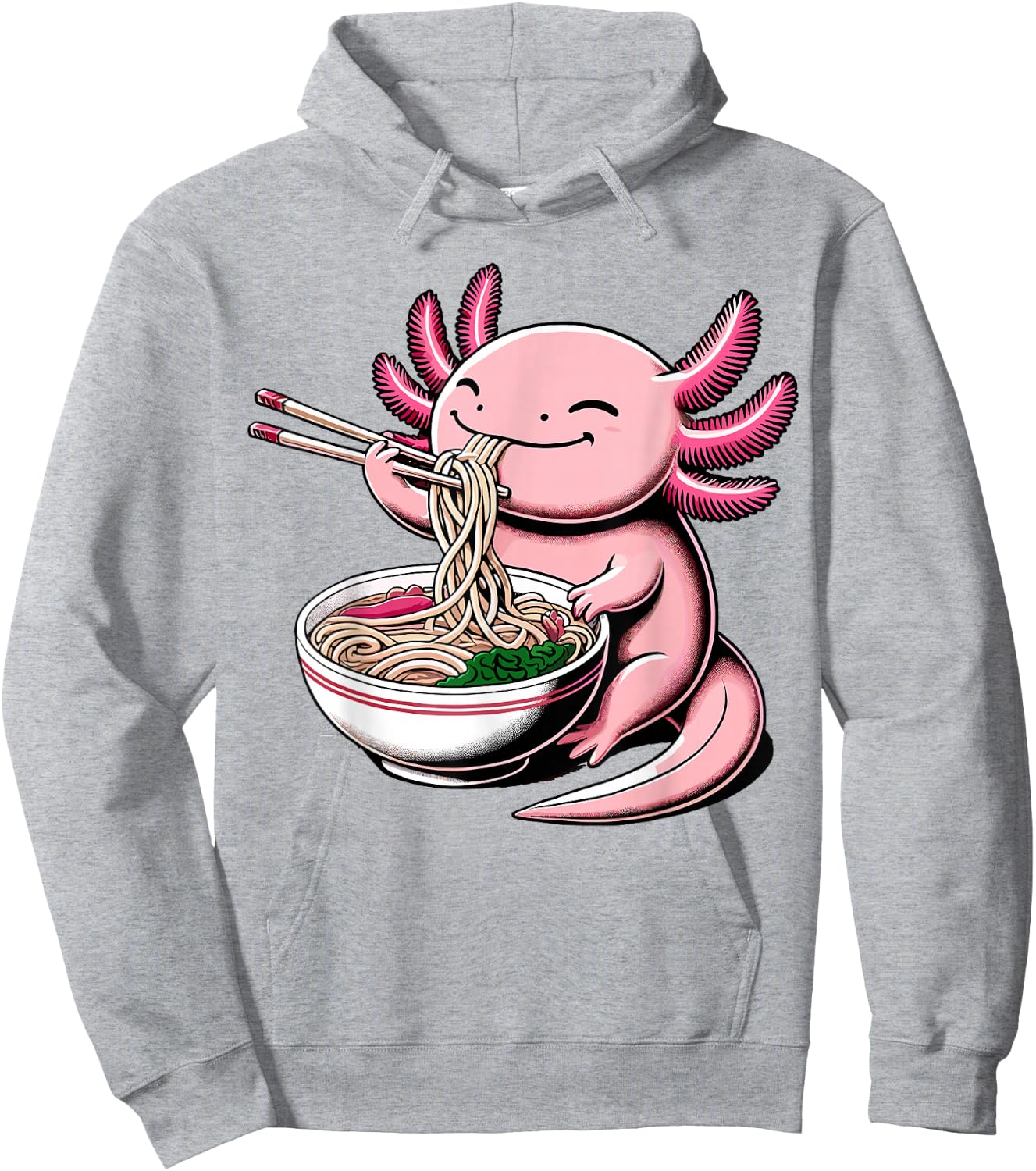 Axolotl Eating Ramen Noodles Kawaii Axolotl Hoodie - Hoodie | Ash