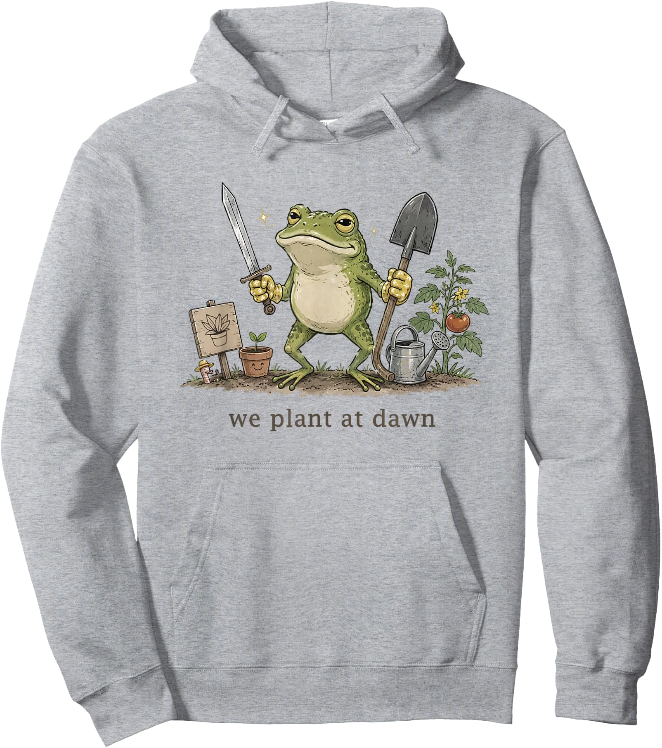 Women We Plant at Dawn Funny Gardening Frog Gardener Farmer Hoodie - Hoodie | Ash