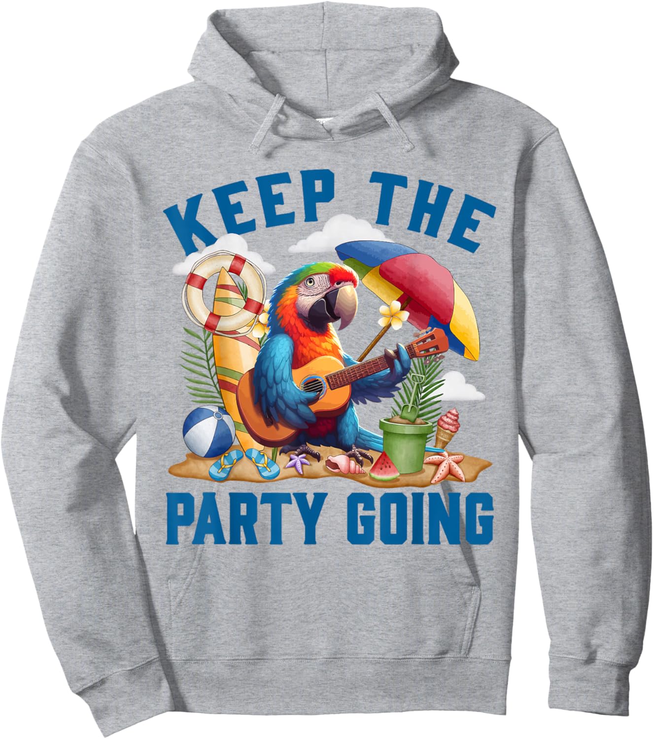 Keep the Party Going Funny Parrot Tribute Hoodie - Hoodie | Ash