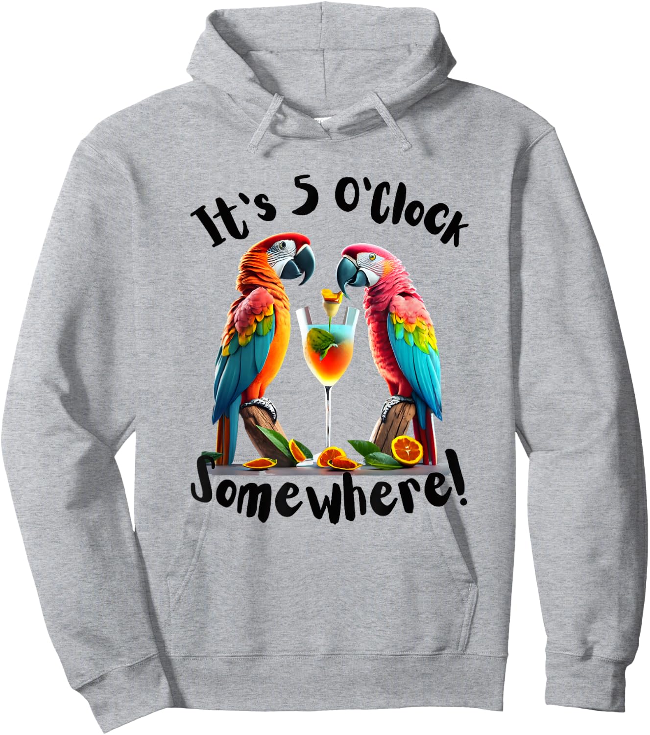 It's 5 O’clock Somewhere Parrots drinking funny women men Hoodie - Hoodie | Ash