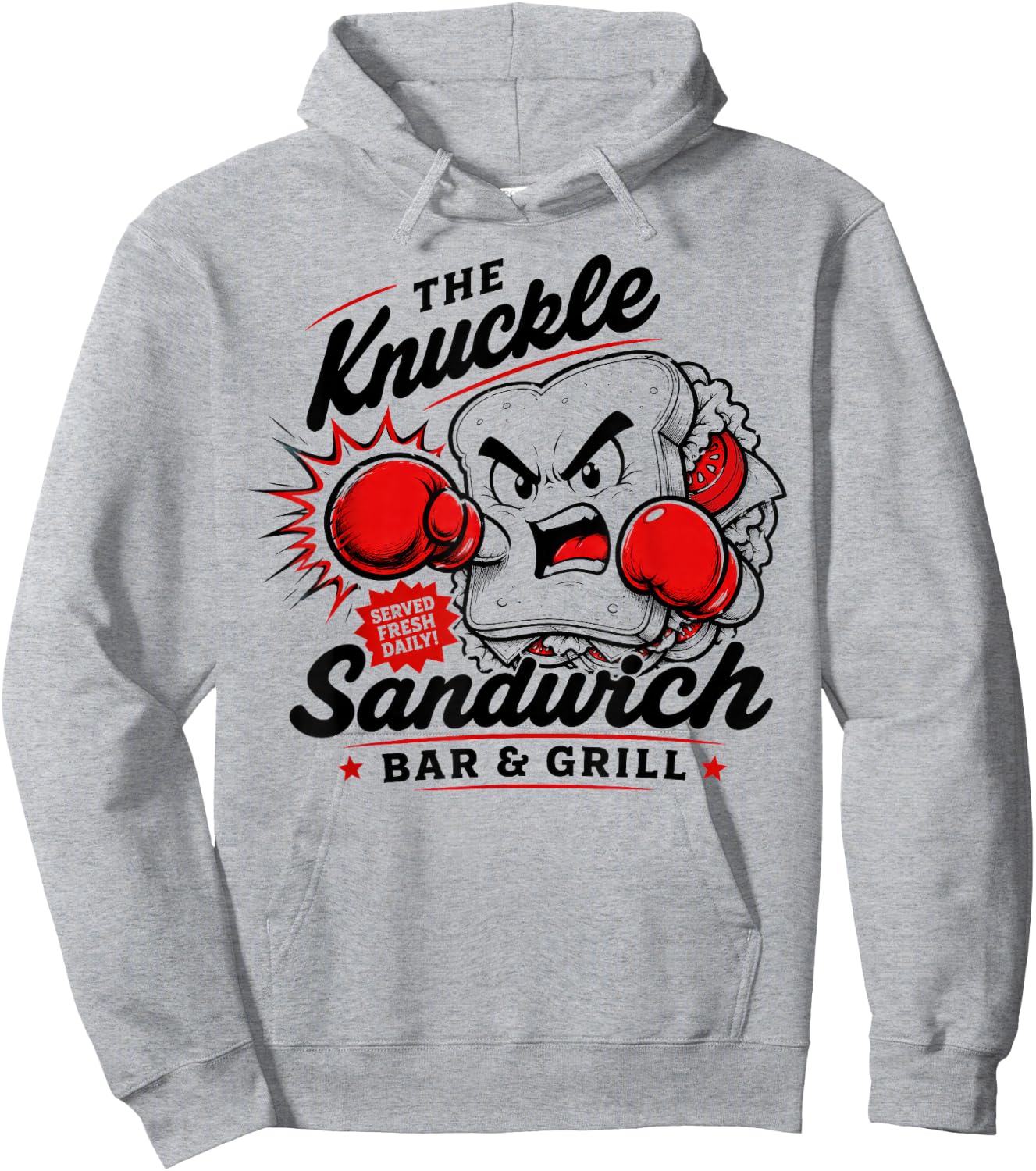 The Knuckle-Sandwich Bar & Grill Fighting Joke Bar Humor Hoodie - Hoodie | Ash