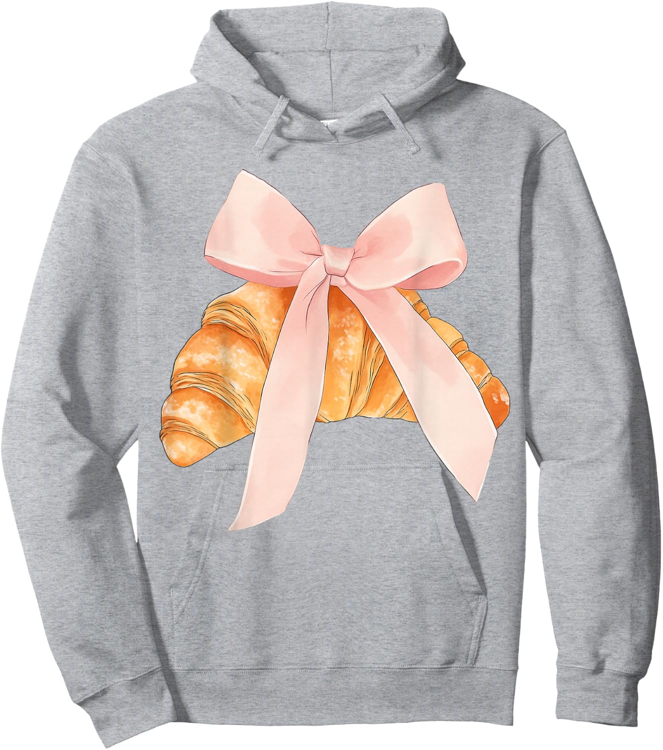 Coquette Pink Bow Croissant Cute Baking Baker Pastry Girl Hoodie - Hoodie | Ash