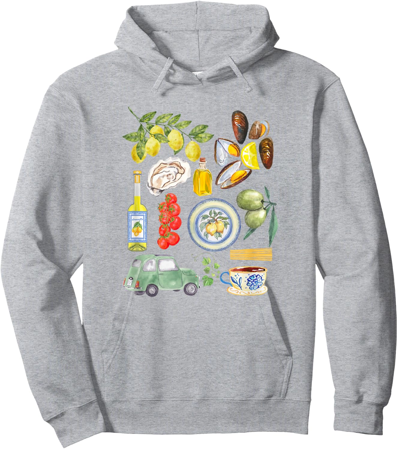 Italian summer Sardines tinned fish tomato girl food lover Hoodie - Hoodie | Ash
