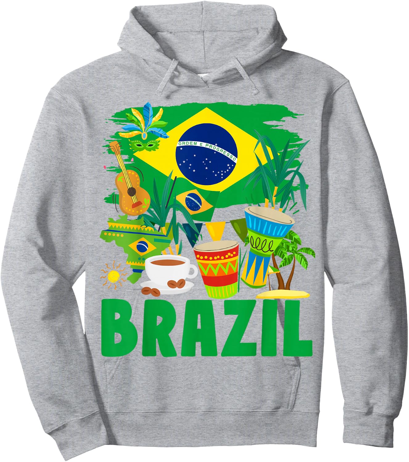 Brazil Flag - Outfit Idea for Children - Flag of Brazil and Brazil , Yellow, S Hoodie - Hoodie | Ash