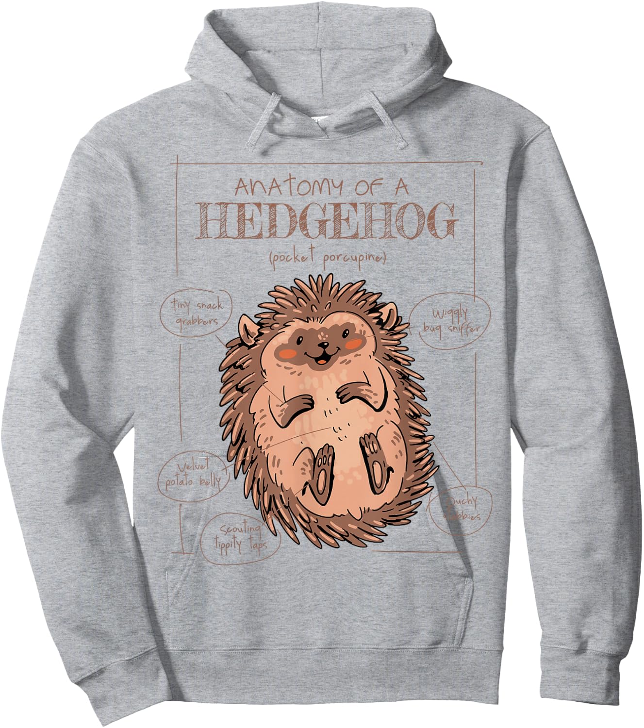 Anatomy of a Hedgehog - Pocket Porcupine Hoodie - Hoodie | Ash