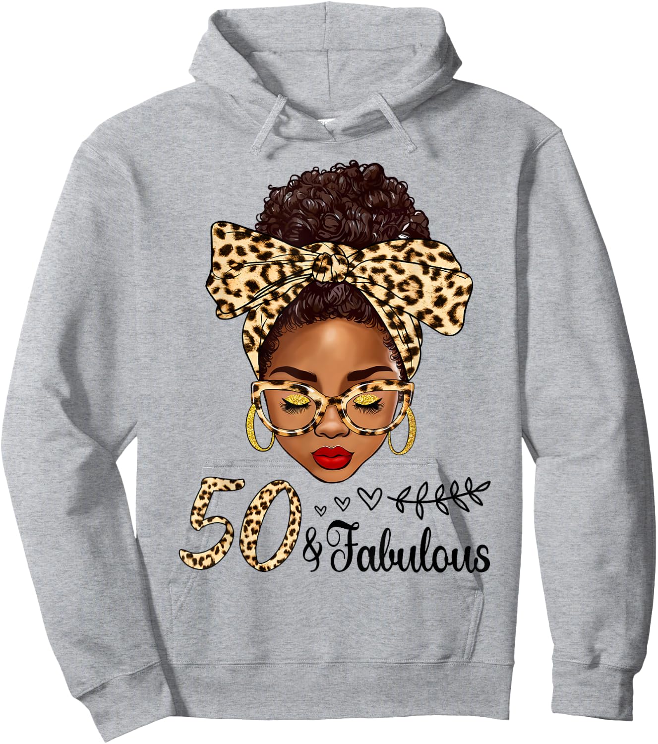50 And Fabulous Afro Messy Bun 50th Birthday Black Women Hoodie - Hoodie | Ash