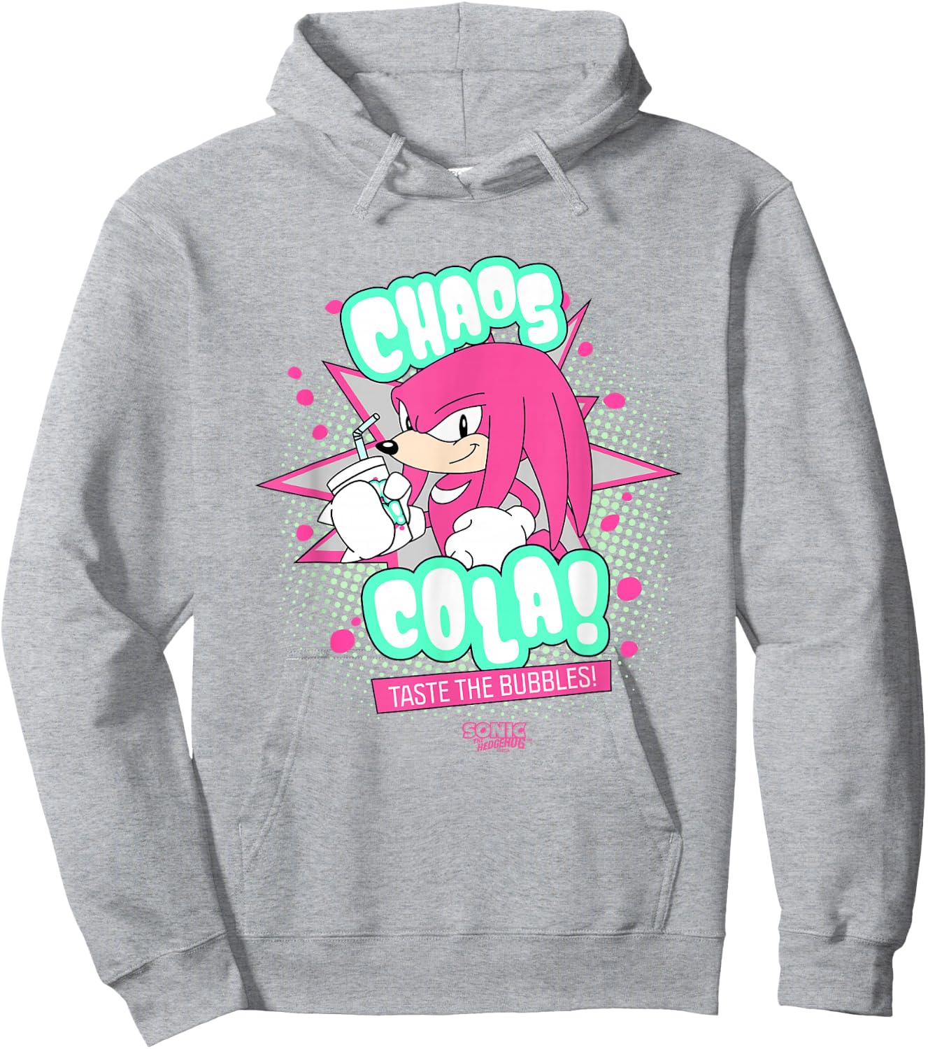 Sonic The Hedgehog Knuckles Chaos Cola Taste The Bubbles Hoodie - Hoodie | Ash