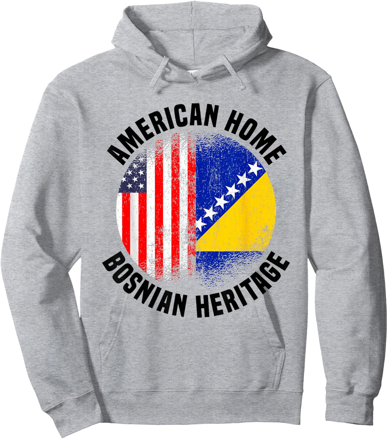 Bosnia Outfit & Women US American Bosnian Flag Hoodie - Hoodie | Ash
