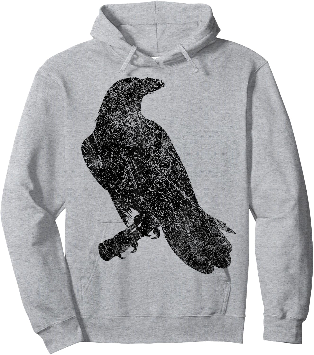 Beautiful raven silhouette black crow distressed vintage Hoodie - Hoodie | Ash