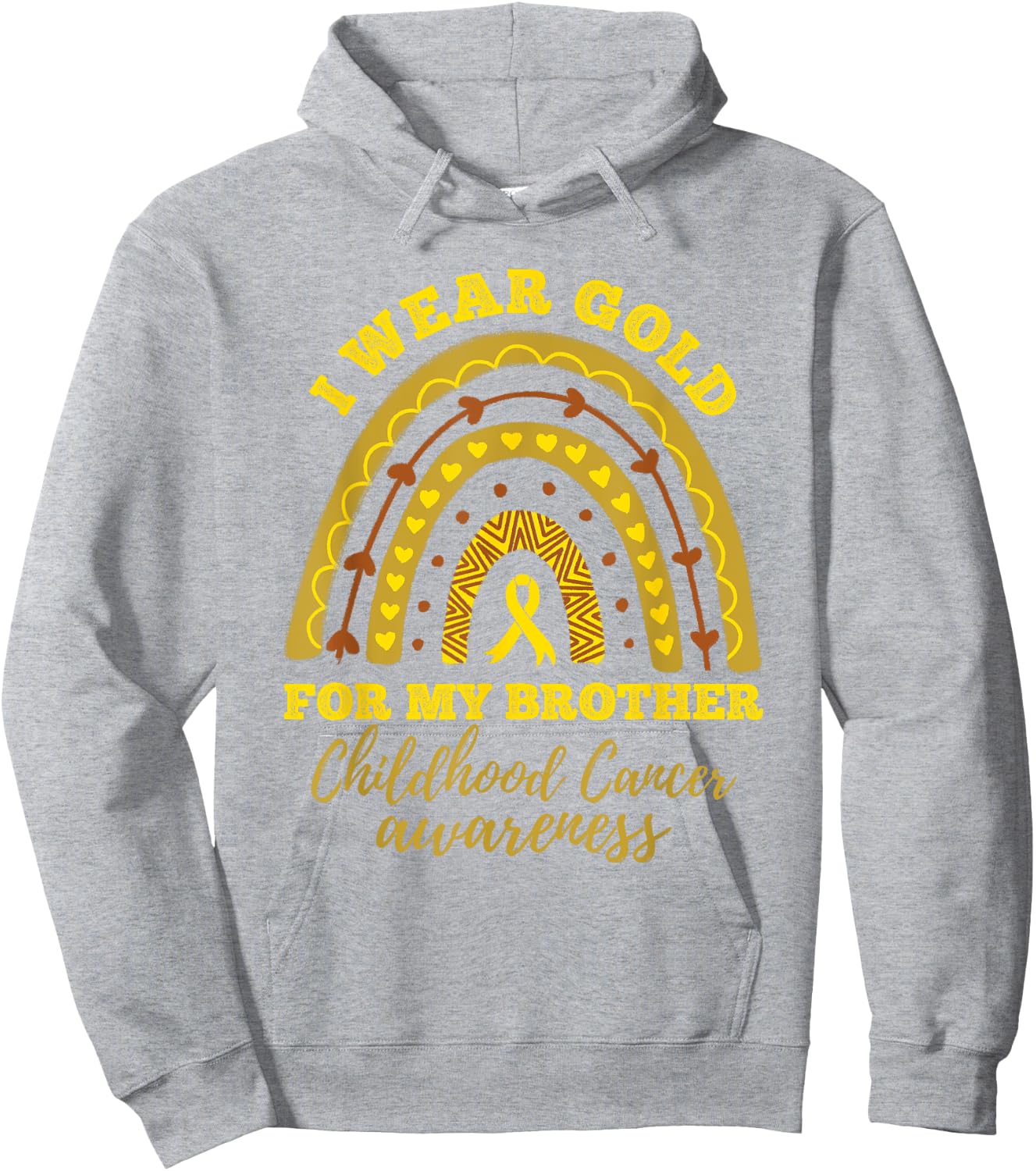 I Wear Gold For My Brother Childhood Cancer Awareness Hoodie - Hoodie | Ash