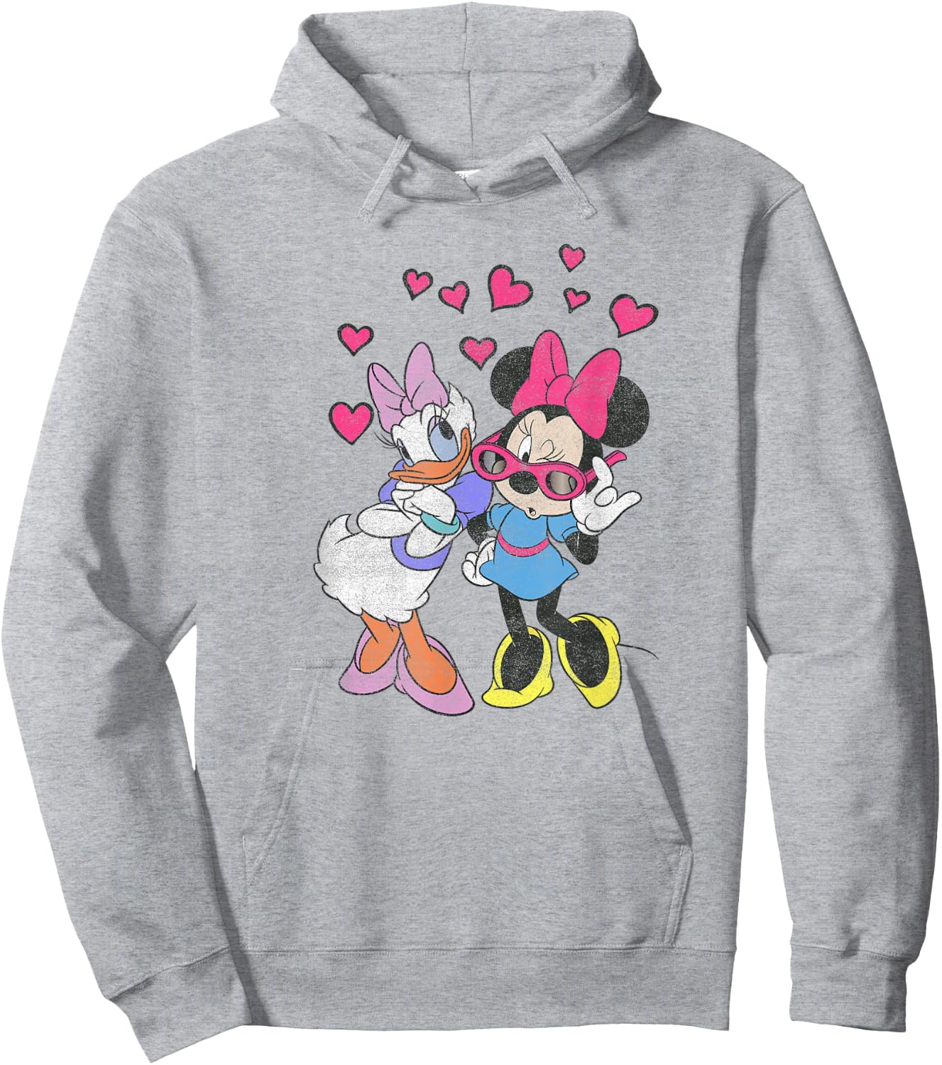 Disney Mickey and Friends Minnie & Daisy Hearts Portrait Hoodie - Hoodie | Ash
