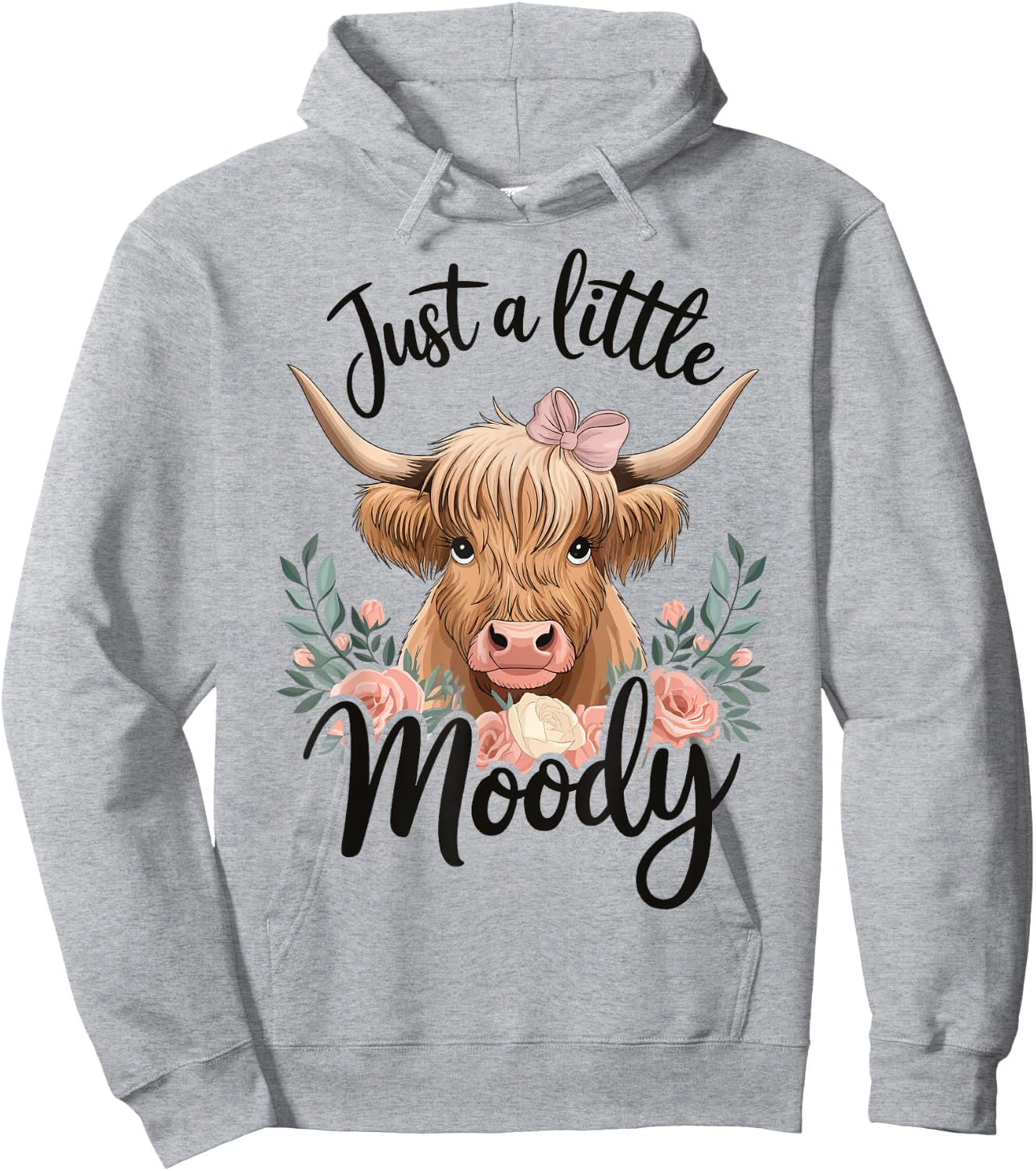 Cow Just A Little Moody Hoodie - Hoodie | Ash