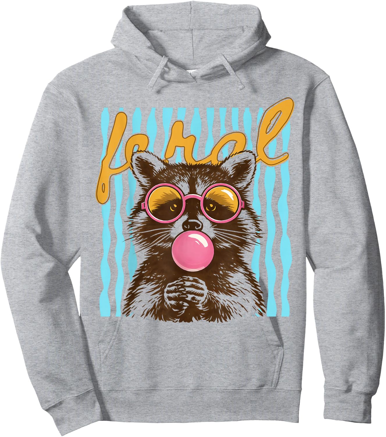 Feral Funny Meme Raccoon Hawaii Beach Summer Vacation Retro Hoodie - Hoodie | Ash