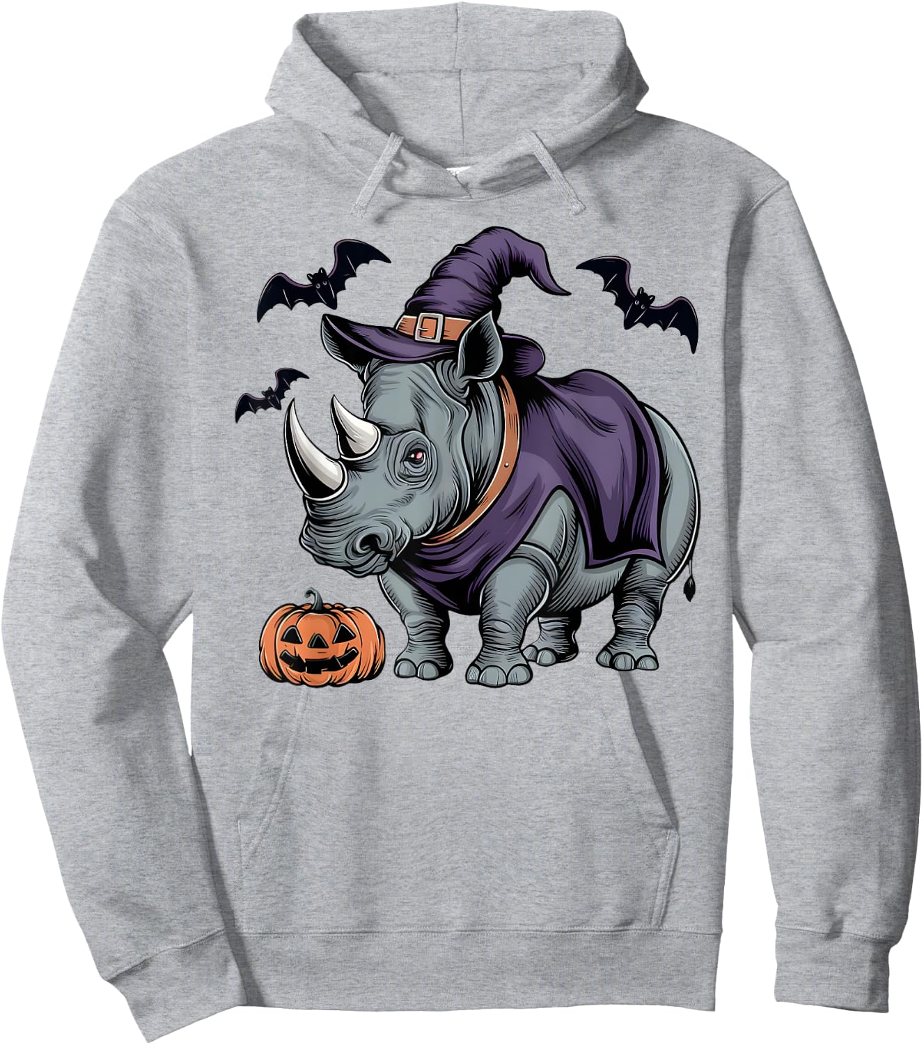 Rhino Halloween Costume Scary Pumpkin Bat Witch Hoodie - Hoodie | Ash