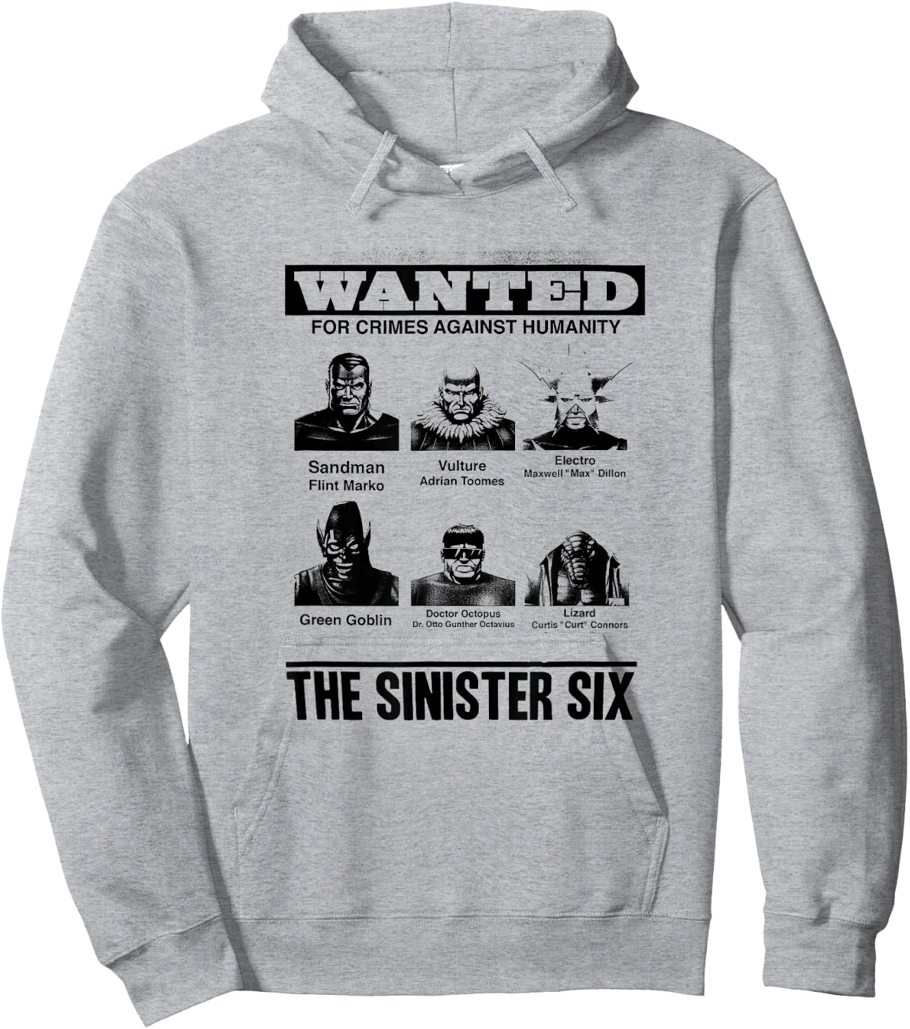 Marvel Comics Retro Classic The Sinister Six Wanted Poster Hoodie - Hoodie | Ash