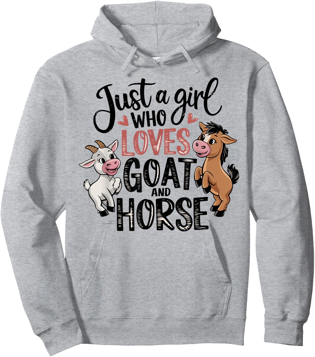 Just A Girl Who Loves Goat & Horse Farming Farmer Kids Girls Hoodie - Hoodie | Ash