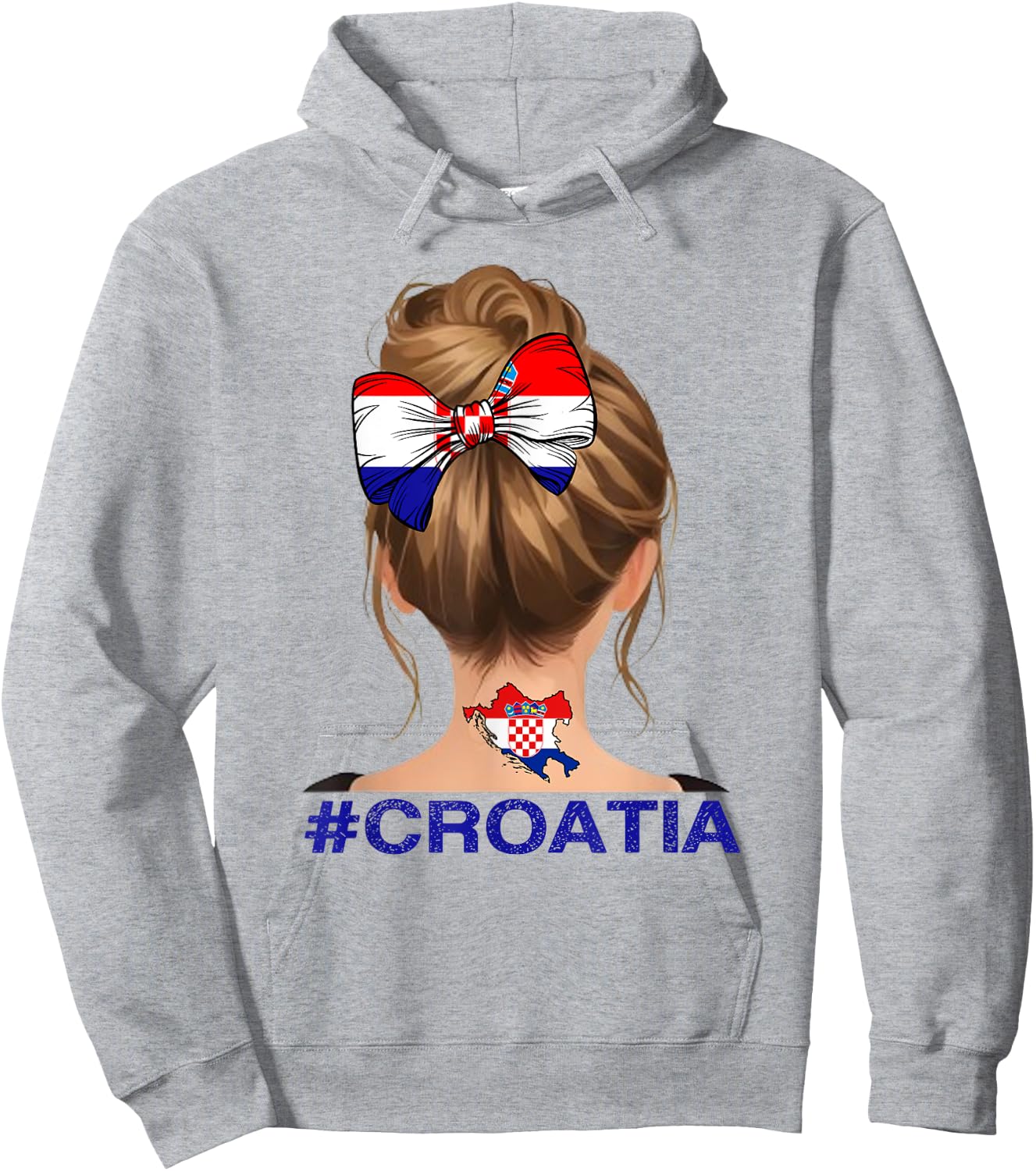 Kroatisches Mädchen – Kroatien-Flagge unordentlicher Dutt Hoodie - Hoodie | Ash