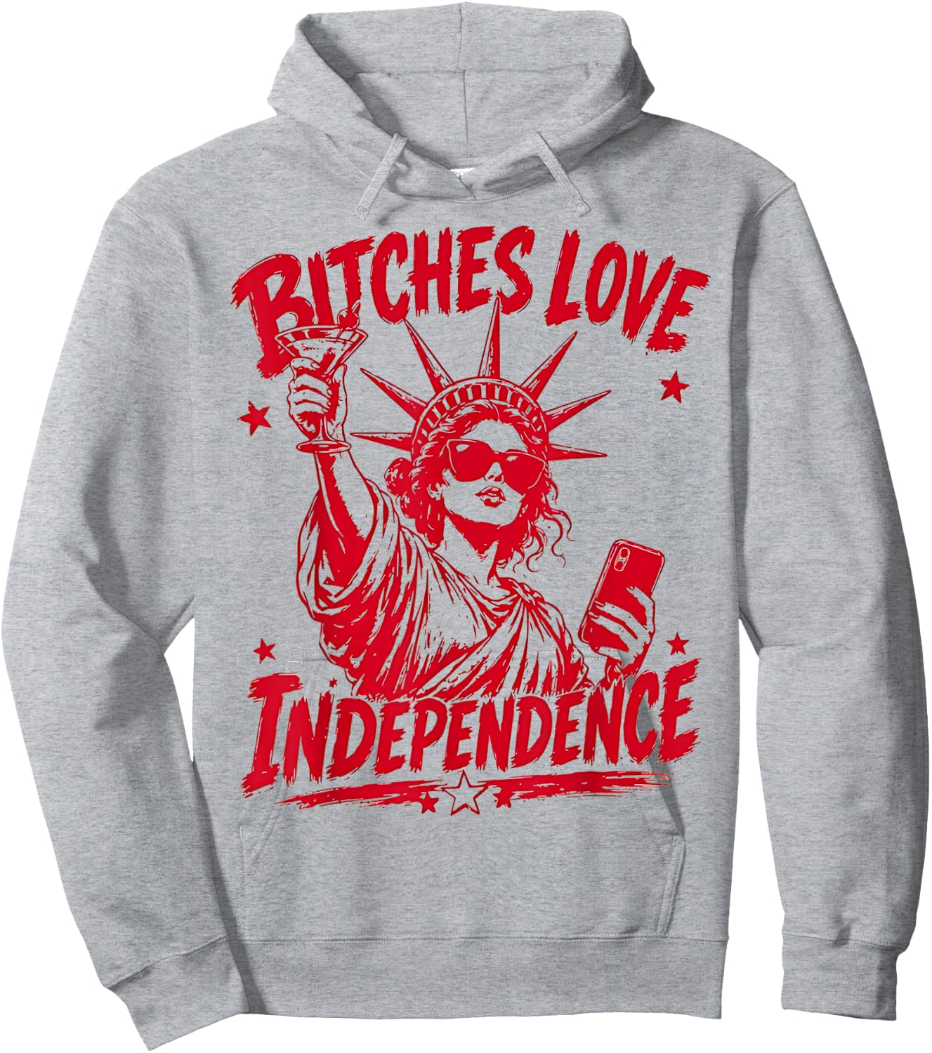 Retro Bitches Love Independence Funny 4th of July Hoodie - Hoodie | Ash
