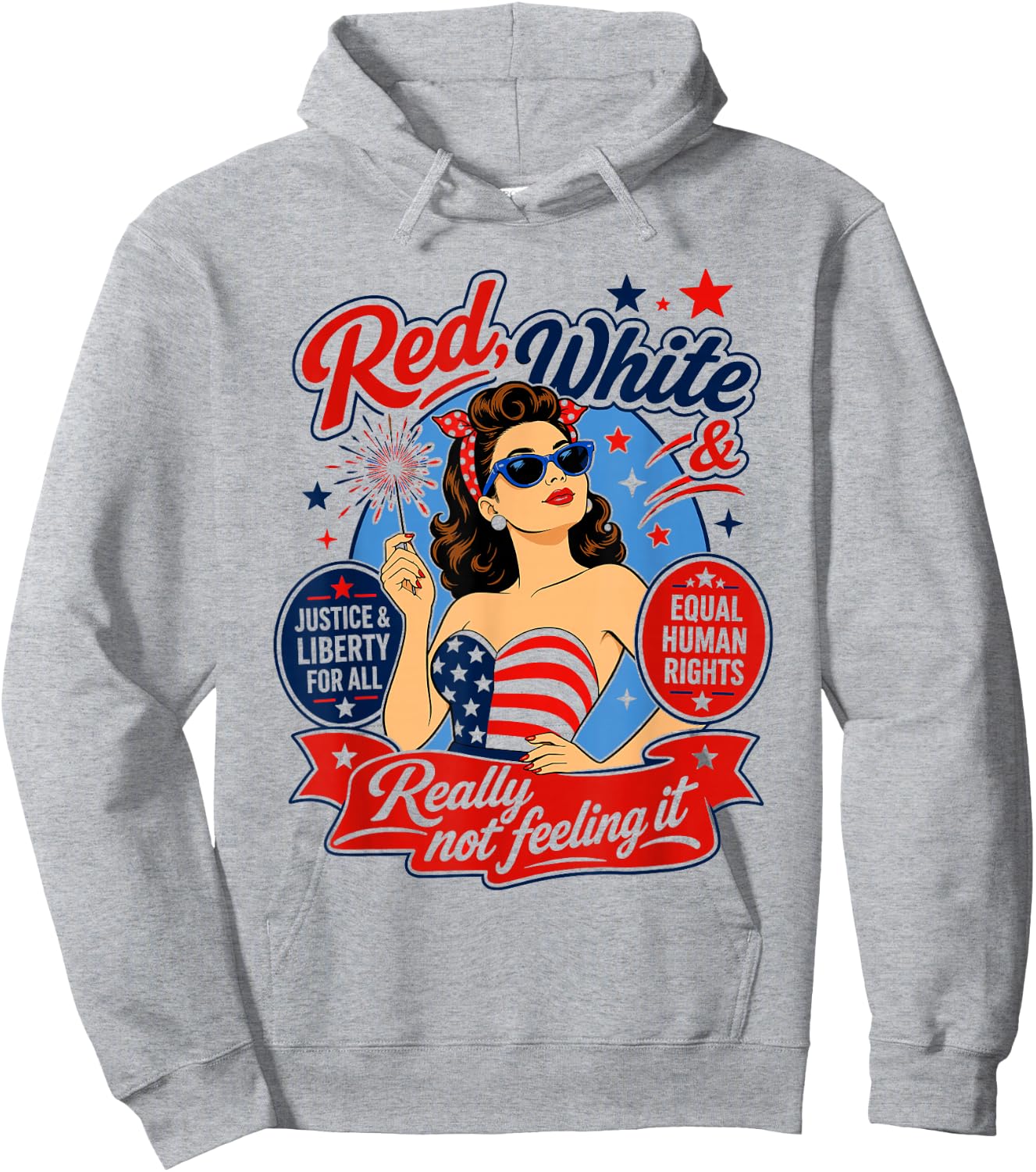 Retro Vintage Red White and Not Really Feeling It Feminism Hoodie - Hoodie | Ash
