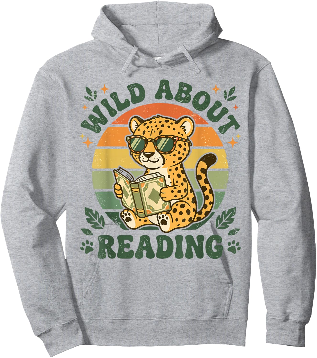 Leopard Animal Print Bookish Wild About Reading Cheetah Book Hoodie - Hoodie | Ash
