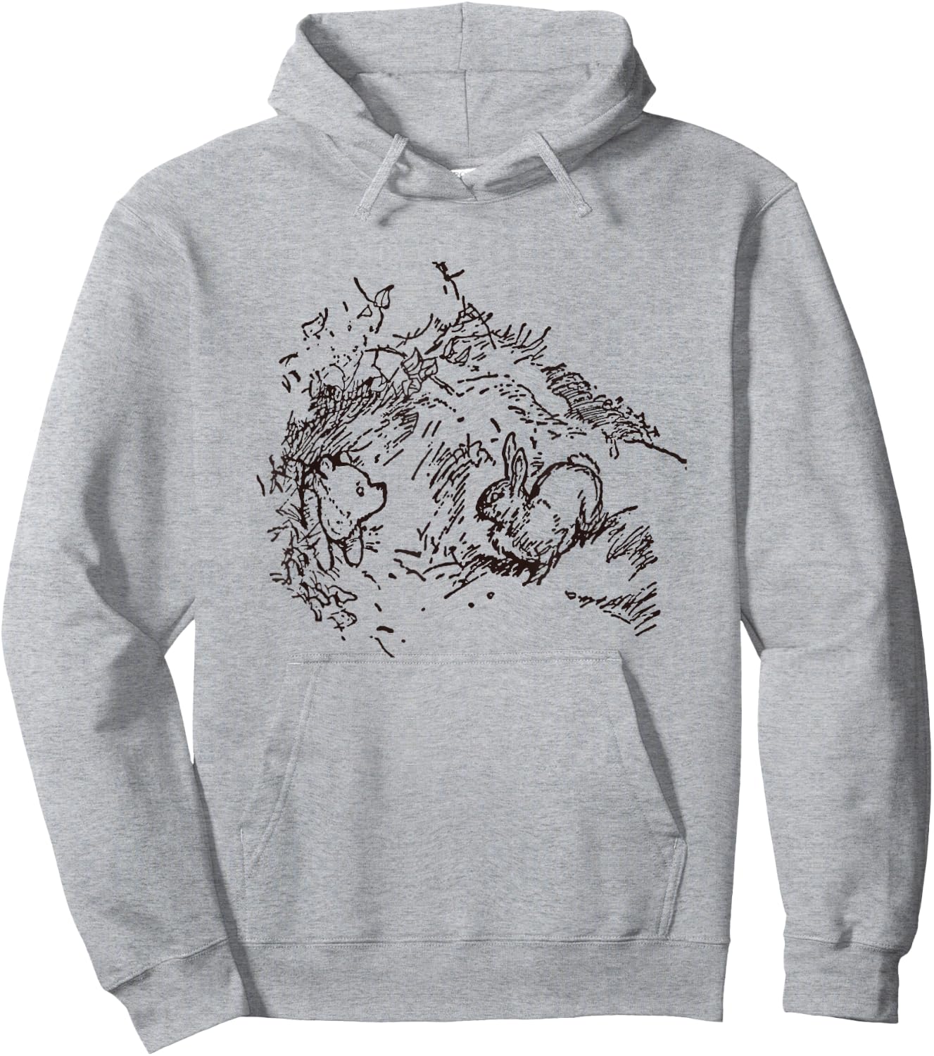 Disney Winnie the Pooh And Rabbit Outline Big Chest Logo F&B Hoodie - Hoodie | Ash