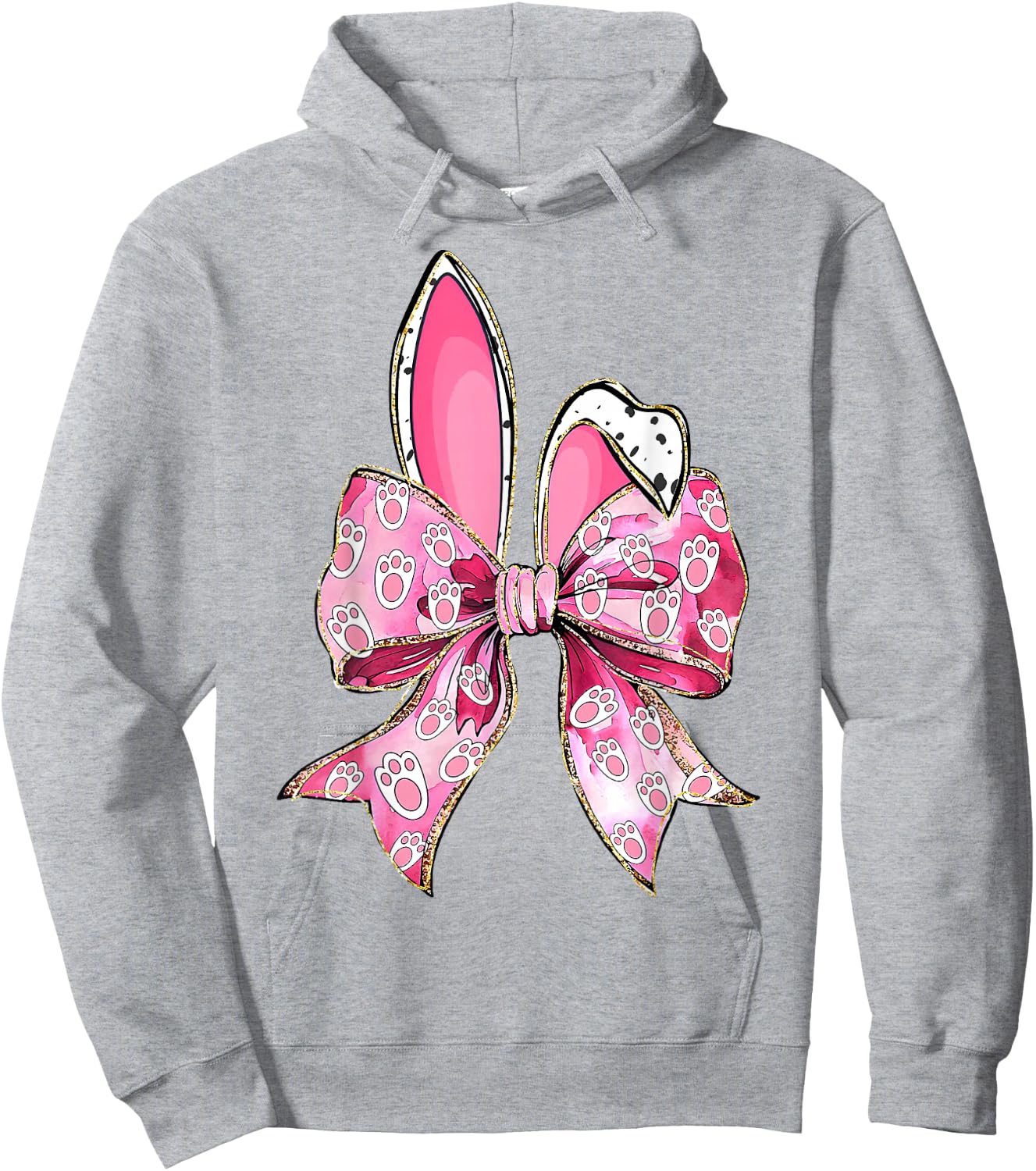 Happy Easter Bunny Coquette Bow Ears Girls Teen Women Hoodie - Hoodie | Ash