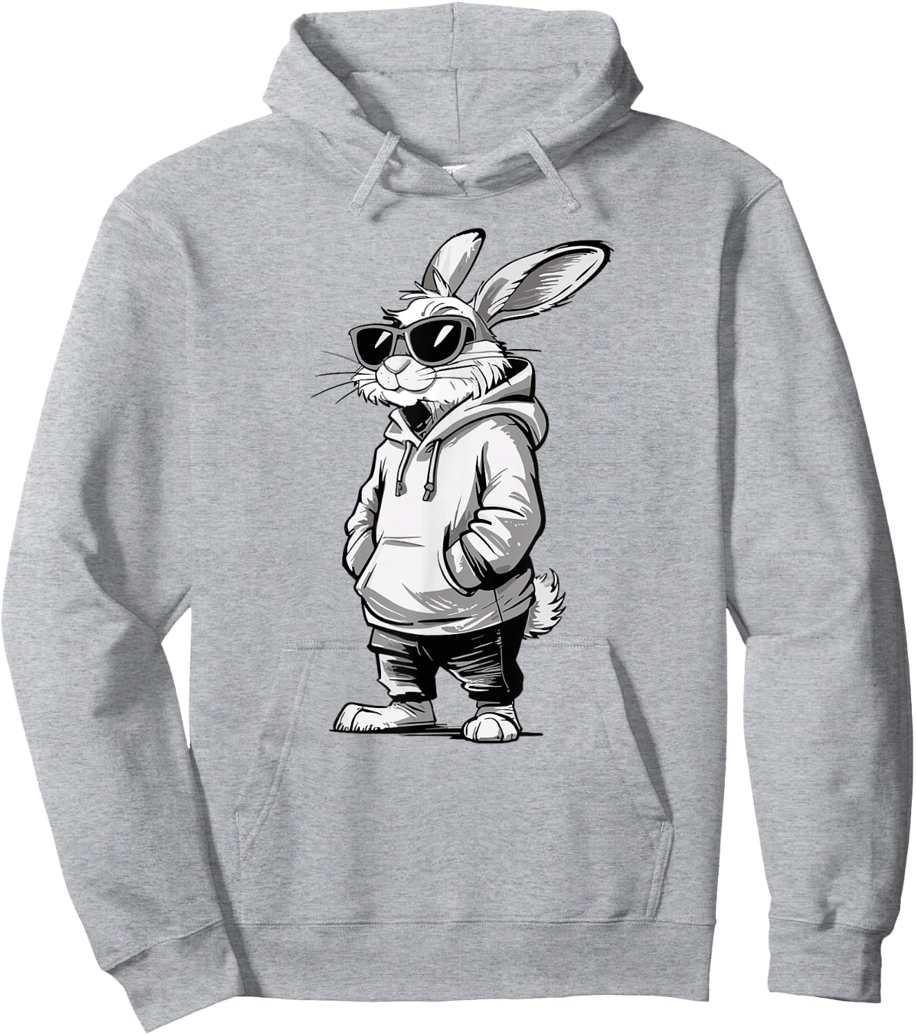 Bunny face with sunglasses easter day rabbit men boys kids Hoodie - Hoodie | Ash