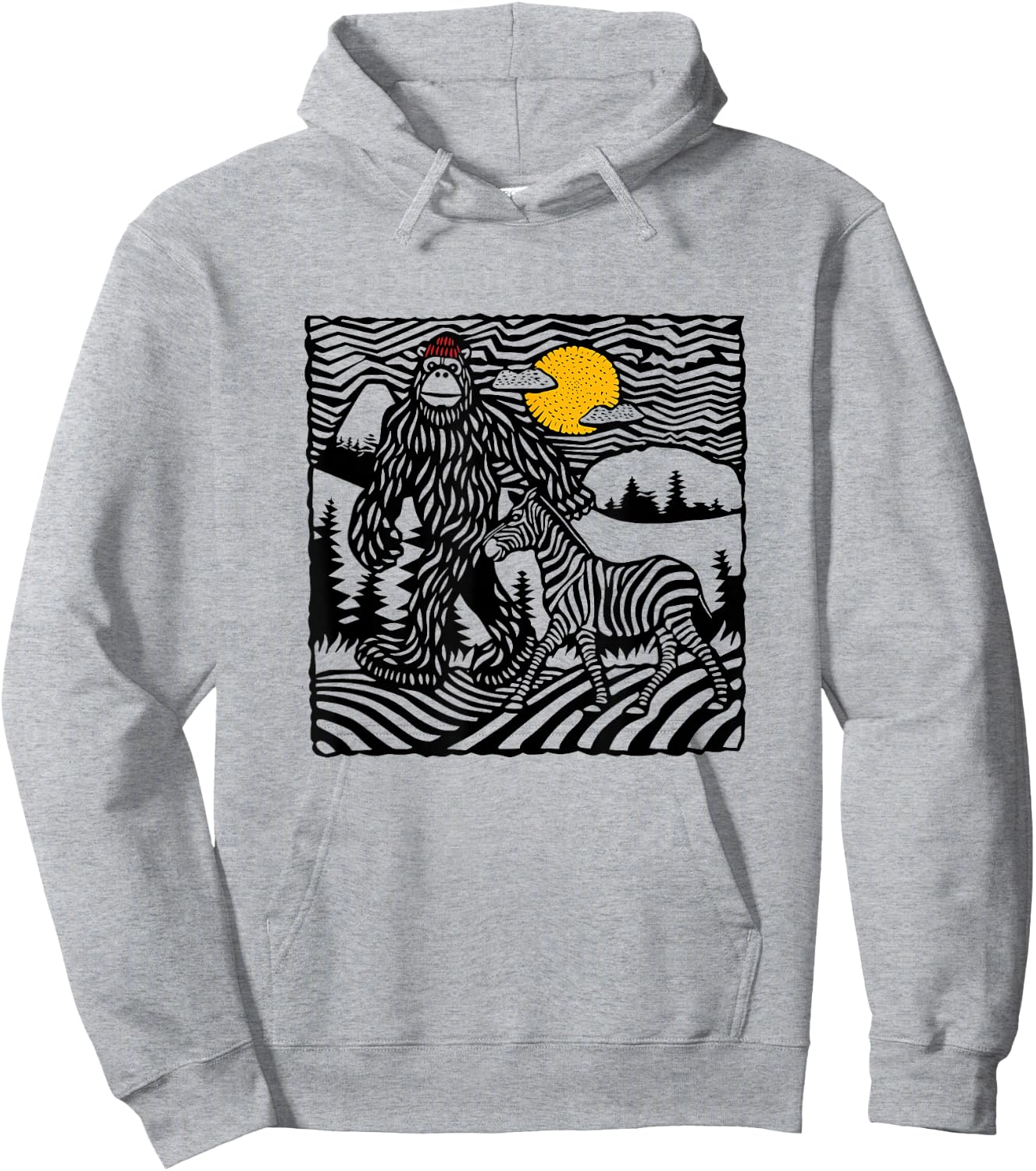 Funny Bigfoot and Zebra in the Mountains with Mt Si Hoodie - Hoodie | Ash