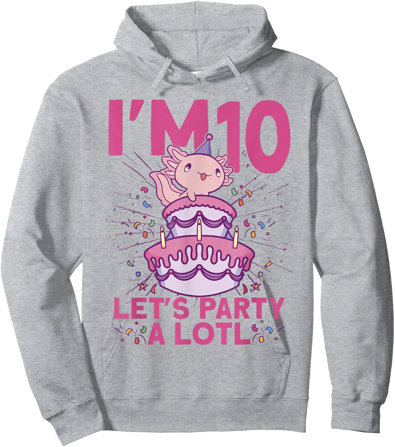 I'm 10 bday Axolotl party cute 10th Birthday Kids Axolotl Hoodie - Hoodie | Ash