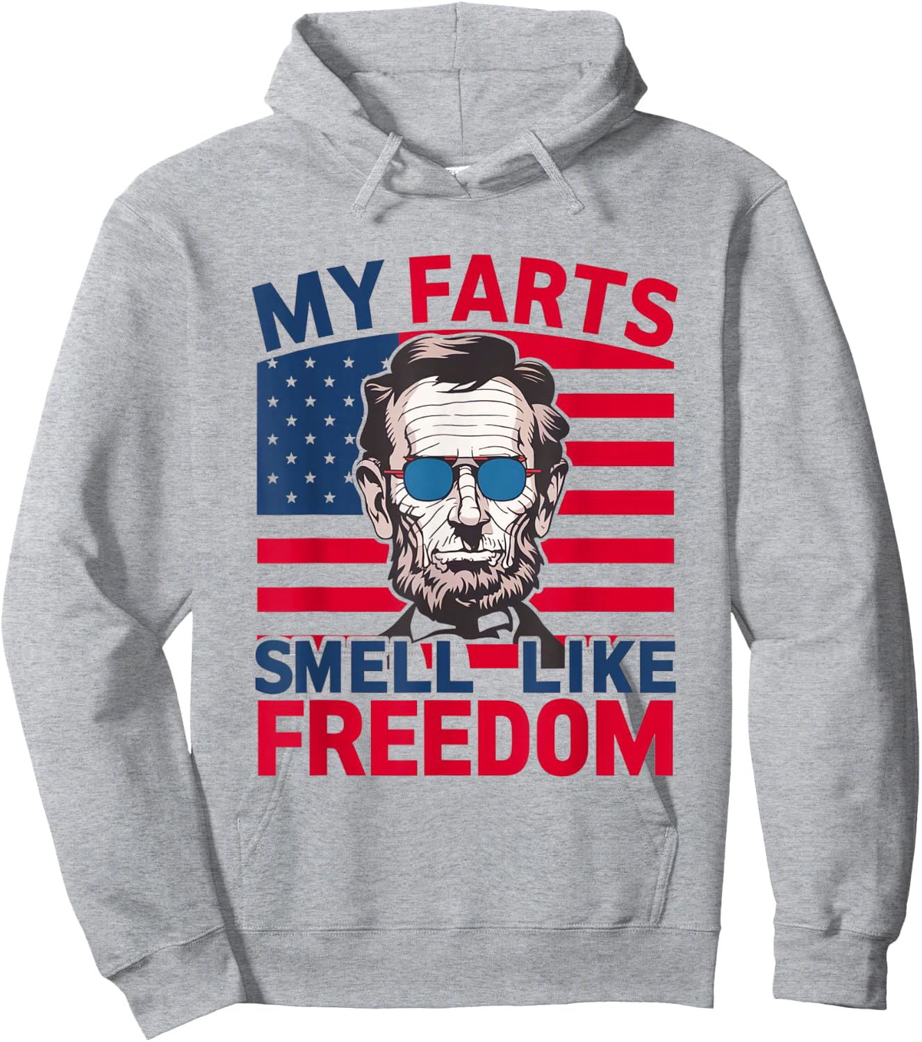 Men's Funny 4th of July My Farts Smell Like Freedom Abraham Hoodie - Hoodie | Ash